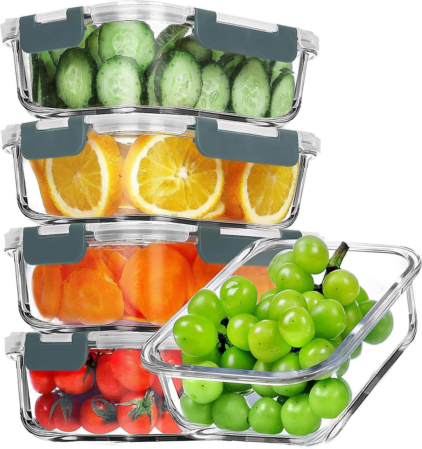 Glass Meal Prep Containers,Glass Food Storage Containers with Lids,Food Storage Container 100% Leakproof Glass Lunch Boxes, Freezer Storage container