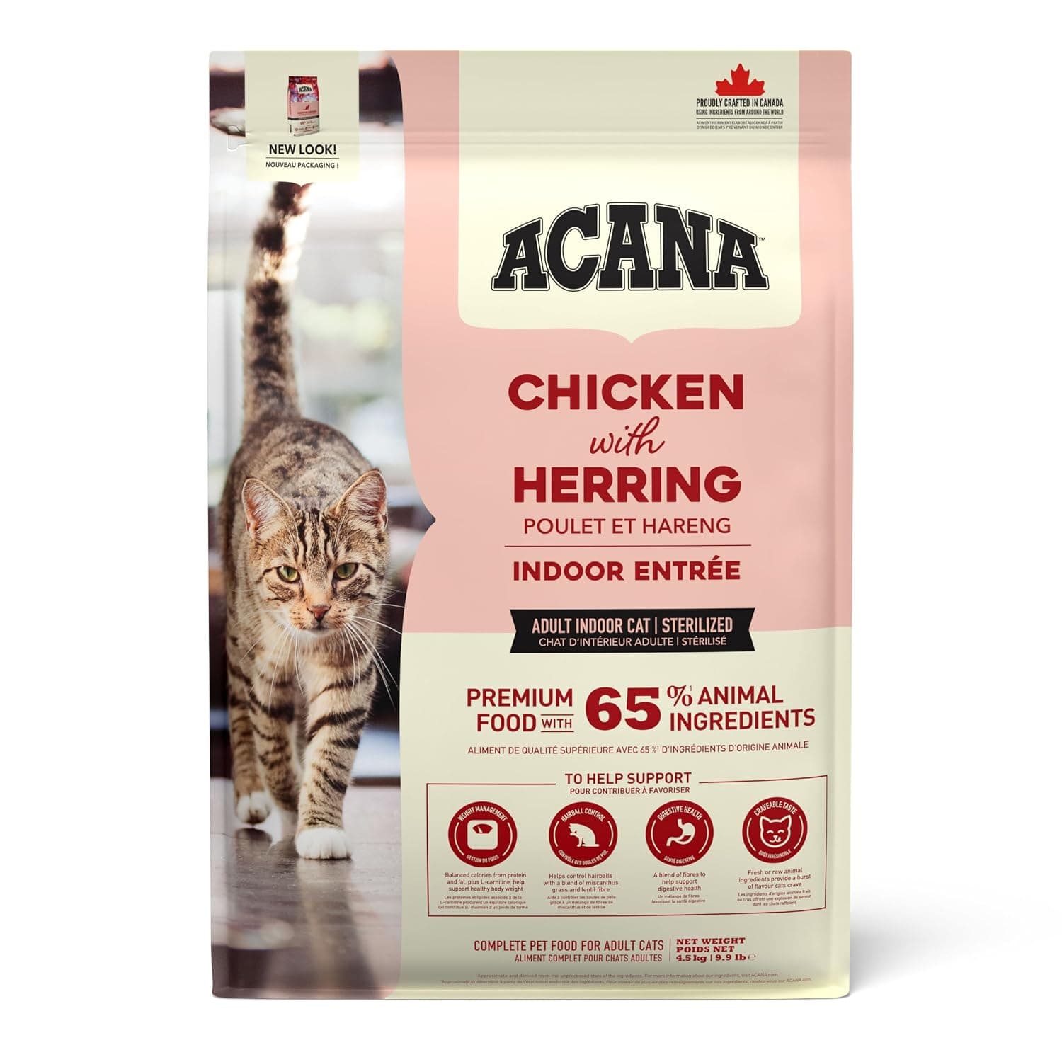 Acana Adult Indoor Sterilized Cat Dry Food Chicken with Herring - 4.5 Kg
