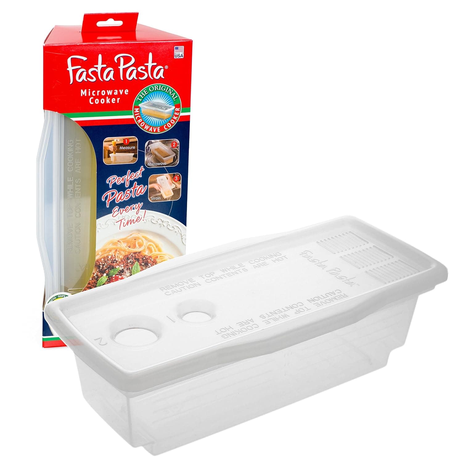 Fasta Pasta Microwave Pasta Cooker - The Original - No Mess, Sticking or Waiting For Boil | BPA-Free Pasta Maker for Perfect Al Dente Noodles - Mess-Free Kitchen Gadget for Dorms, RVs & Quick Meals - Made in the USA