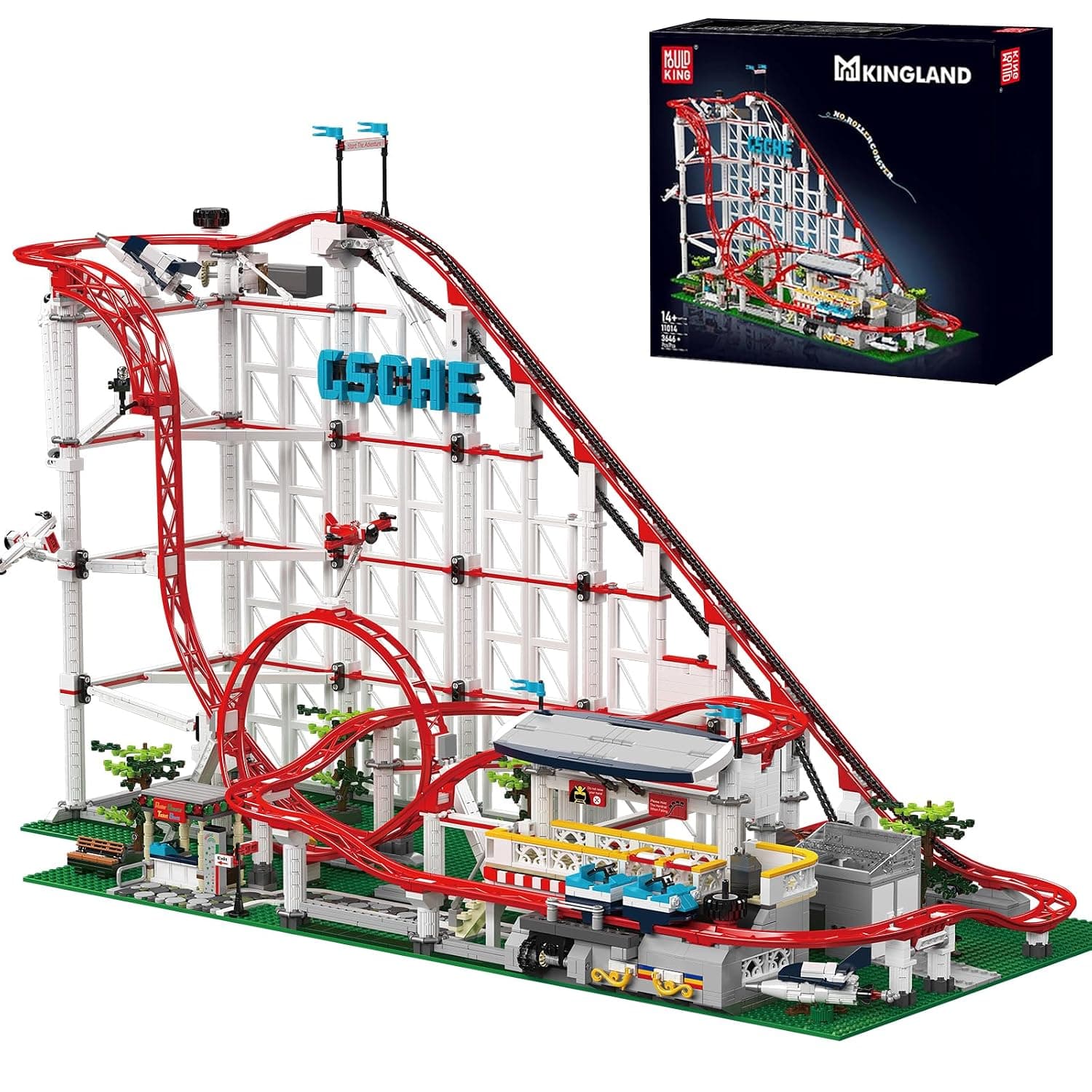 Mould King 11014 Roller Coaster Building Kit, Amusement Park Funfair Track Construction Blocks Toys with Motors, Ideal Gift Toy for Adult/Kids Age 8+ (3646 Pieces)