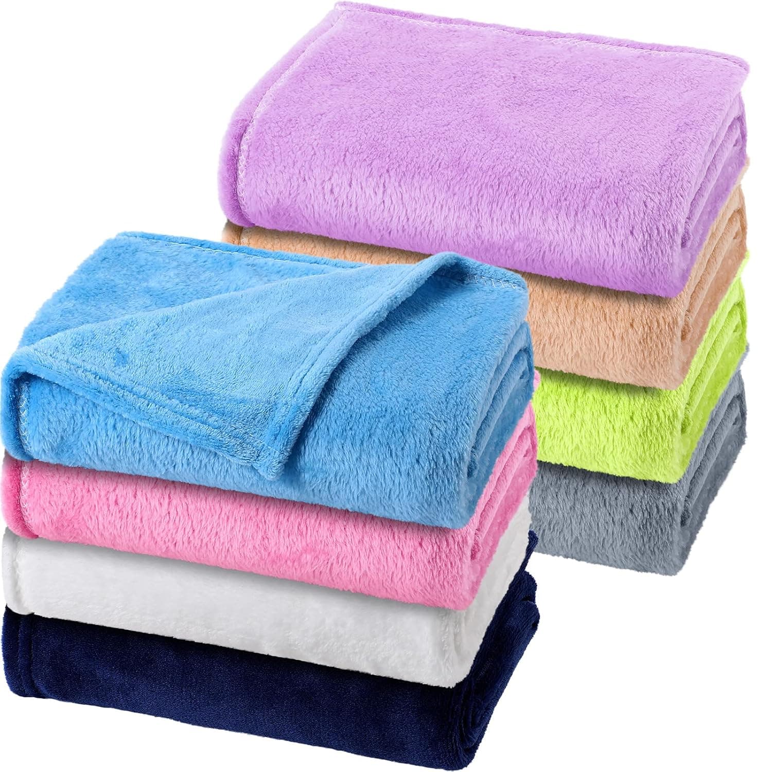 Reginary 8 Pcs Fuzzy Baby Blankets Bulk 30" x 40" Toddler Nursery Daycare Nap Warm Soft Plush Fluffy Newborn Receiving Essential Infant Boy Girl Gifts Swaddling Cozy Kid Cot Crib Stroller(Classic)