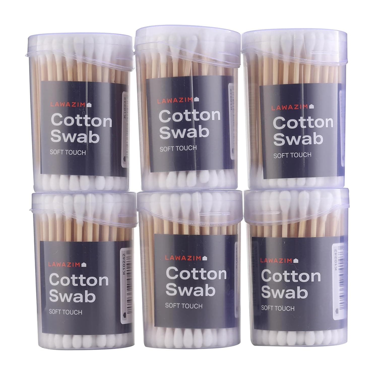 Lawazim Cotton Swab Set - 6 Piece - Natural Organic Buds For Ear -Sticks with A Storage Box Included - Strong 100% Pure Cotton Stick - Ideal for Makeup, Daily Cleaning, and Pet Care