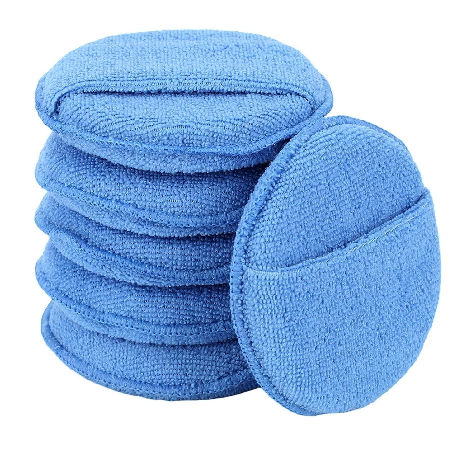 Lonimia 6 Pcs 5 Inch Microfiber Wax Applicator Pads,Car Wax Applicator, Buffing and Detail Polishing Foam Pads for Car Cleaning and Fine Polishing