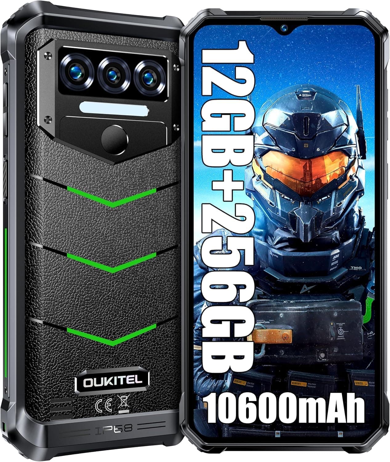 WP38 Rugged Phone 12GB+256GB 6.52 inch MediaTek MT8788 Octa Core 10600mAh Global version Android 13 NFC 4G Smartphone Green