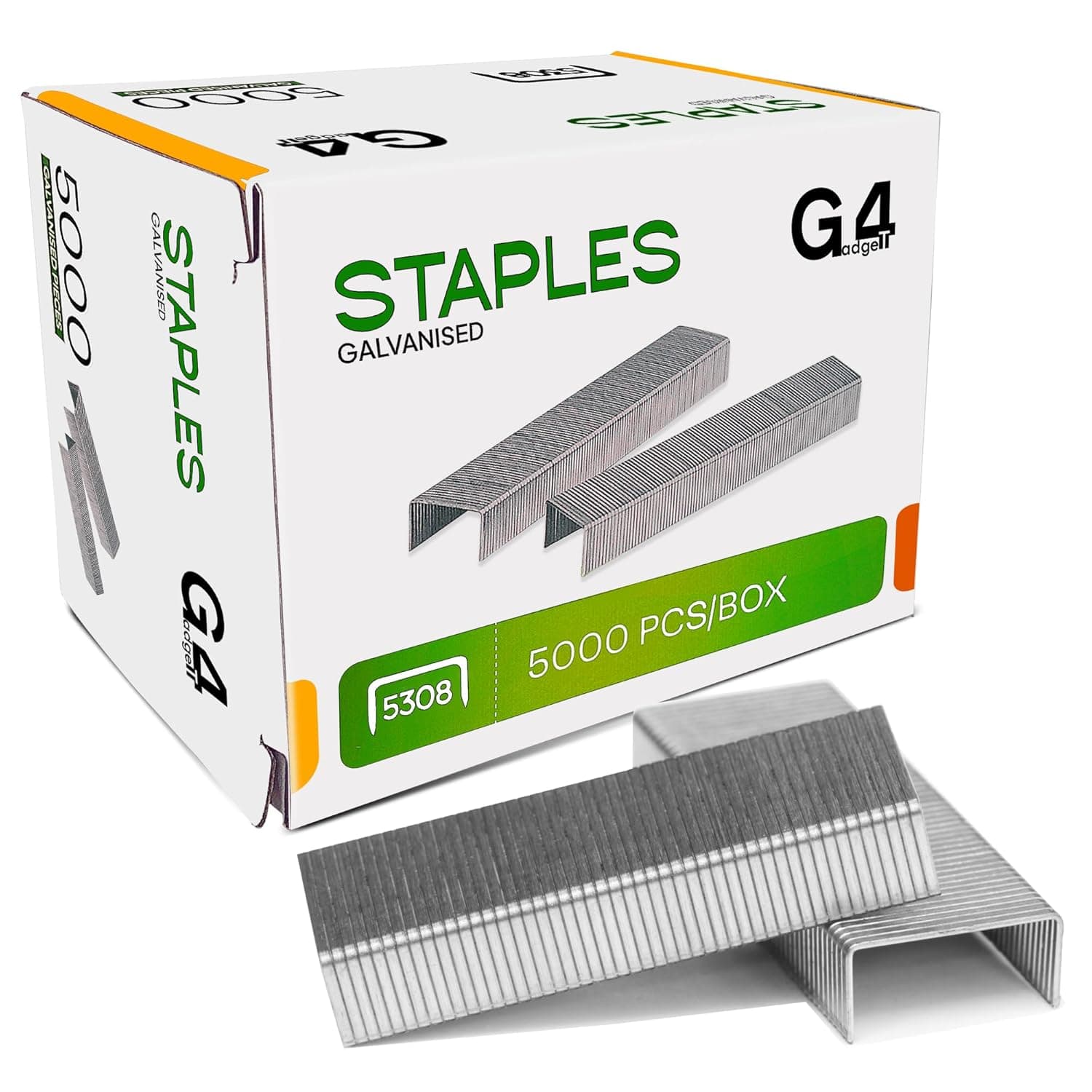 G4GADGET 5000 x 53/8 Staples - 53/8mm Staples for Staple Guns and Heavy Duty Staplers, Office and Upholstery Supplies