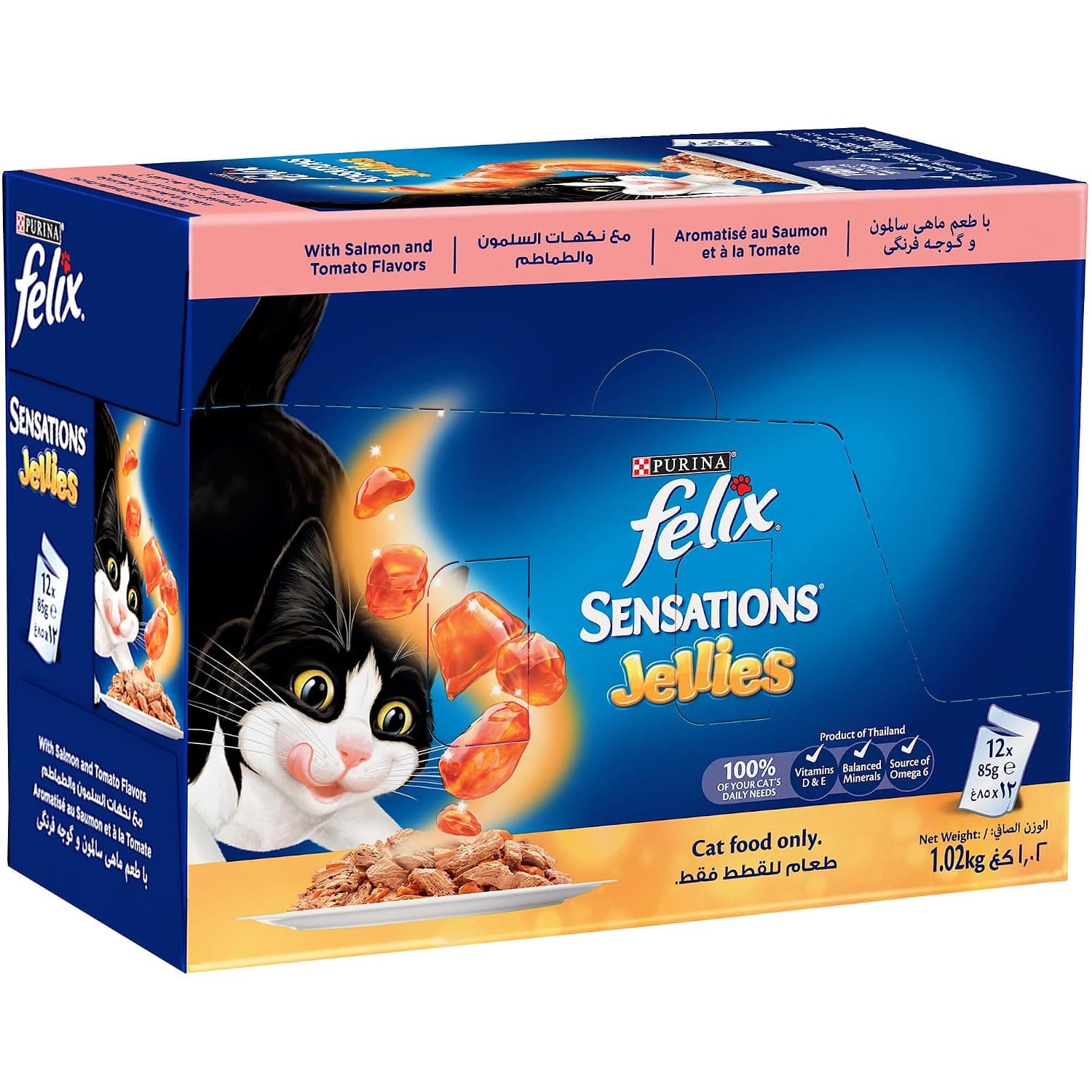 Felix Purina Felix Sensations Jellies Salmon and Tomato Flavors 85g (Pack of 12)