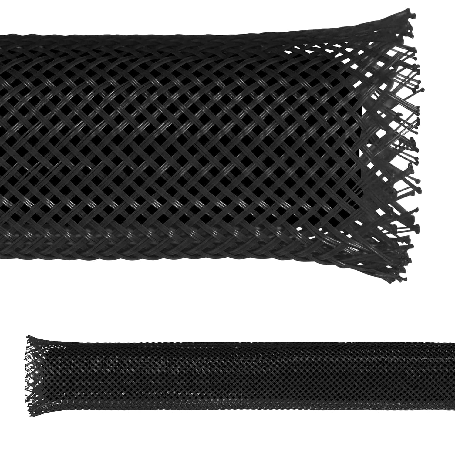 Electriduct 2" PET Expandable Braid Sleeving Flame Retardant Flexible Wire Mesh for Cord Management and Cable Protection - 25 Feet - Black