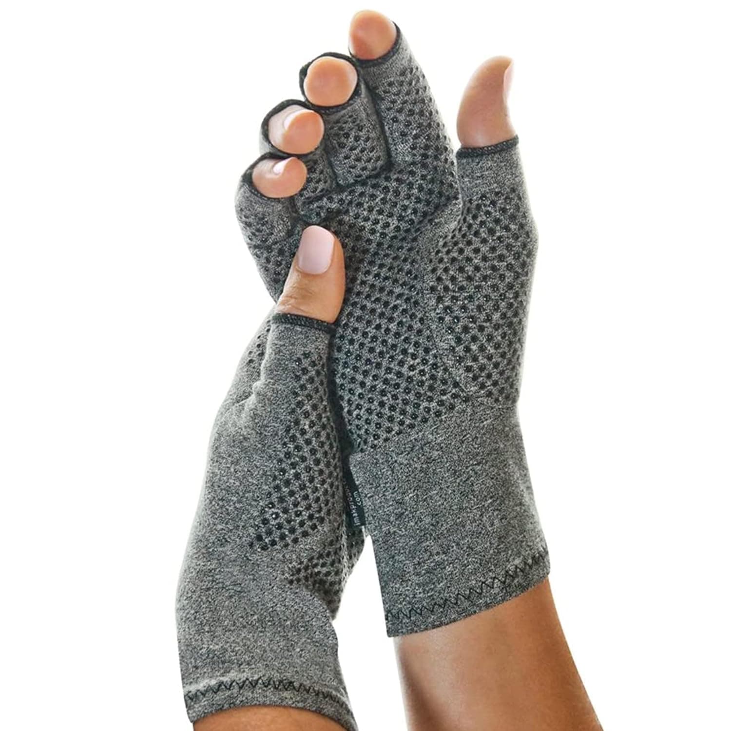 IMAK Compression Active Gloves, Large – Arthritis, Fibromyalgia, Neuropathy, Joint Pain, & Rheumatoid Support – Fingerless Compression Gloves - All Day Support