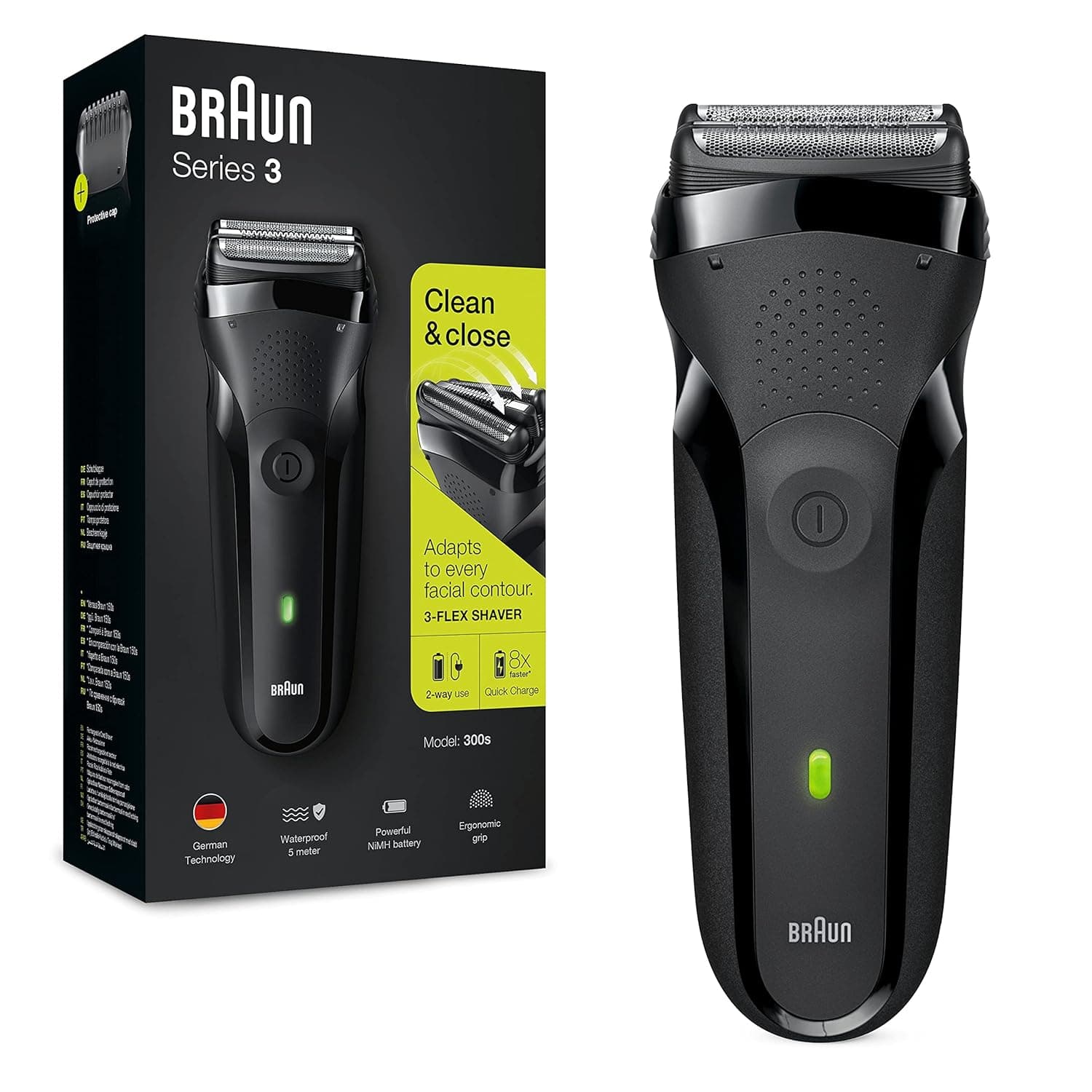 Braun Series 3 300 Electric Shaver, Rechargeable and Cordless Razor for Men