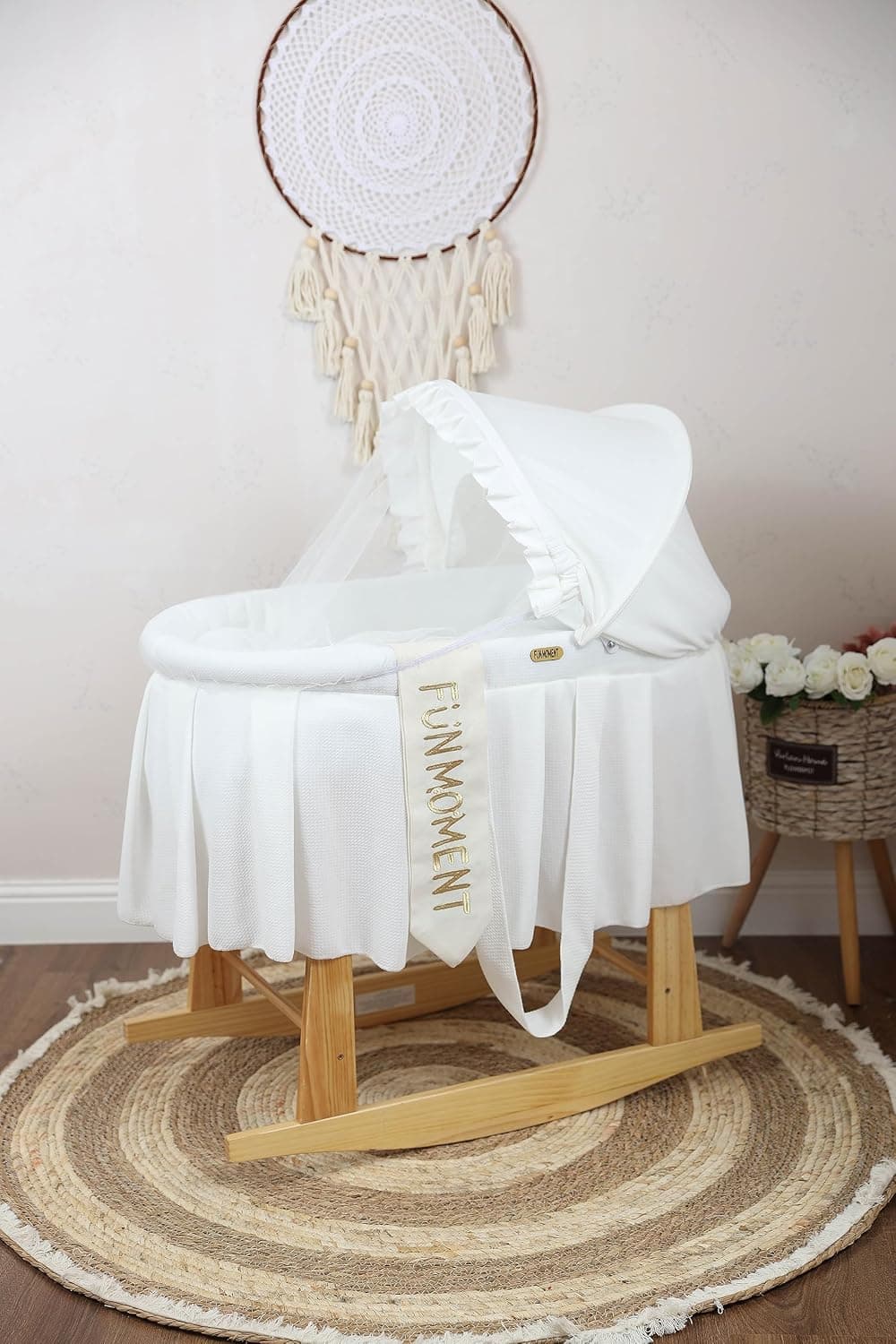 Moses Basket with Wooden Rocking Stand