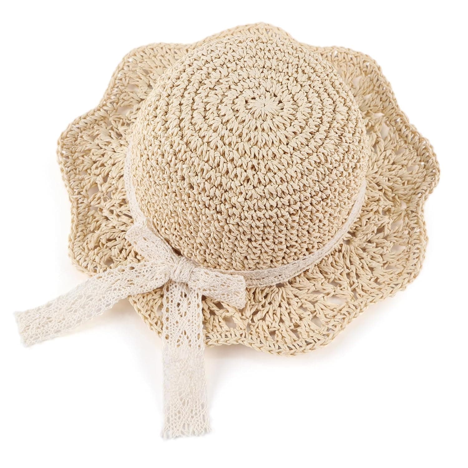 Baby Girl Straw Hat for Sun Protection, Outdoor Summer Beach Cap with Bowknot, for Infants & Toddlers