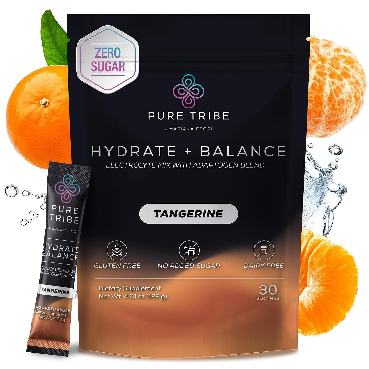 Electrolytes Powder Packets - Sugar Free Hydration Powder Drink Mix Loaded with 6 B Vitamins & Minerals - Energy Drink for Muscle and Mood Support - Tangerine Flavor - 30 Servings