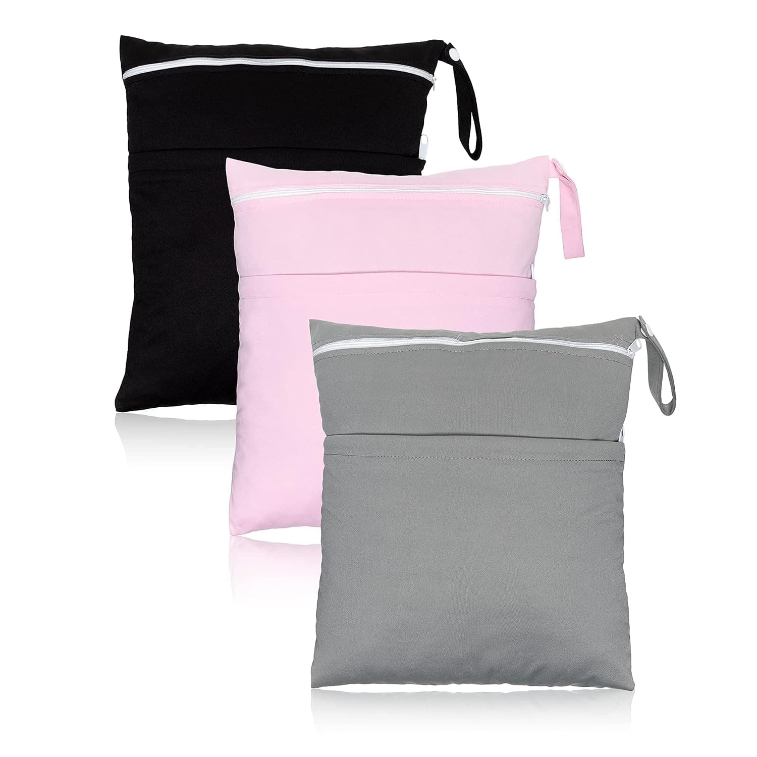 Waterproof Wet Bag, Cloth Diaper Wet Dry Bags Reusable with Two Zippered Pockets Stroller Travel Beach Pool Daycare Soiled Baby Items Yoga Gym Bag for Swimsuits