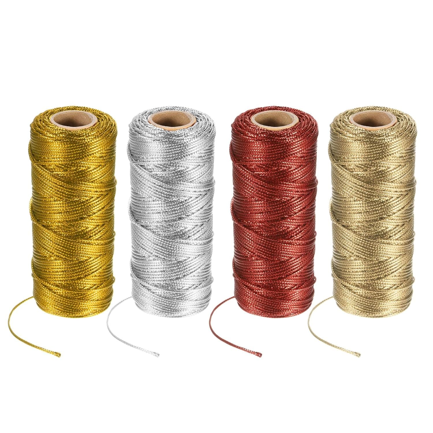 sourcing map 110Yard/328Feet 1.5mm Gold, Red, Champagne, Silver Twine String, Glitter Twine Ropes Gift Wrapping Cord Thread for DIY Crafting Packing Party Home Decoration