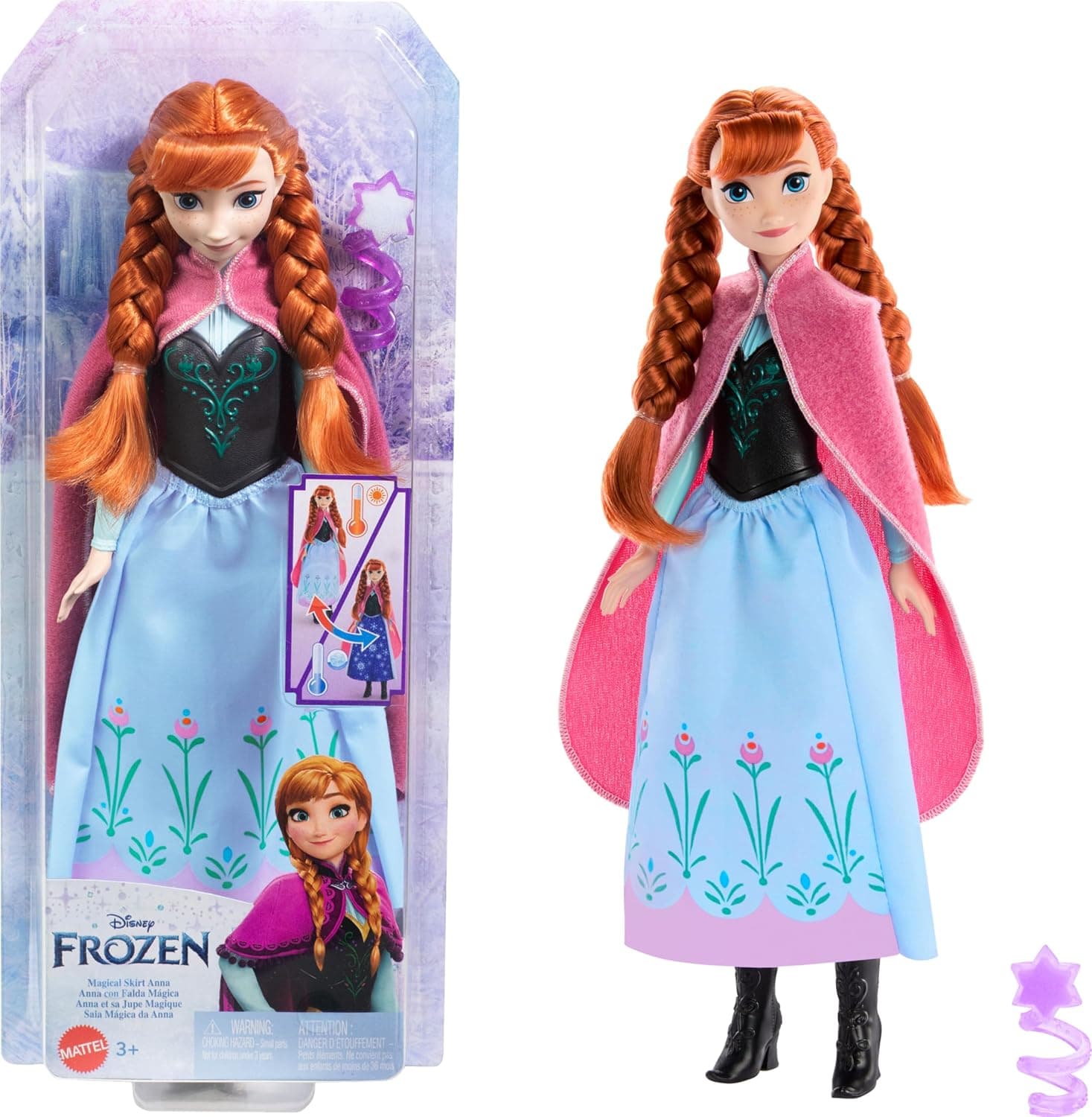 Disney Frozen Magical Skirt Anna Fashion Doll with Color-Change Skirt, Inspired by Disney Movie