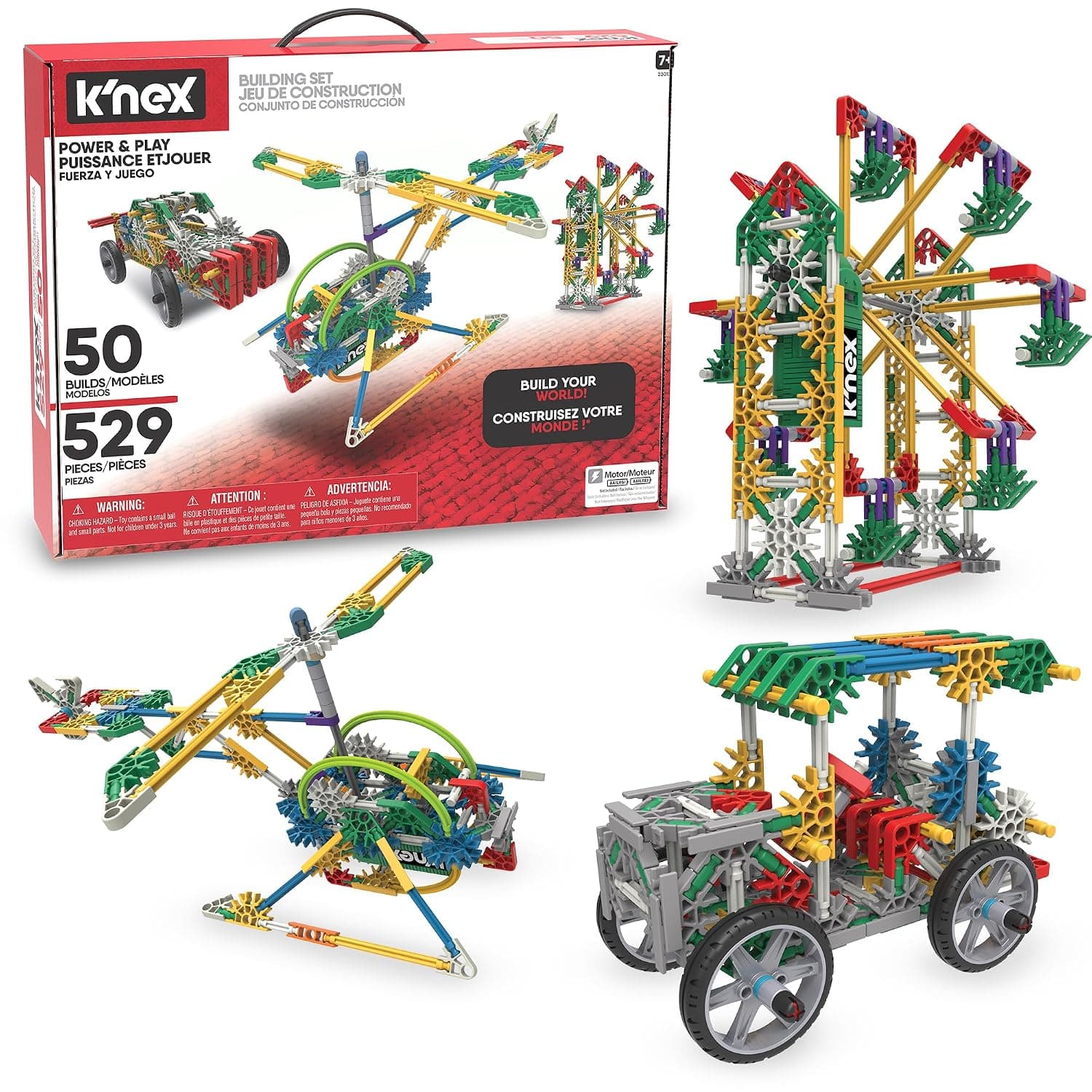 K’NEX Imagine: Power and Play Motorized Building Set – 529 Pieces, STEM Learning Creative Construction Model for Ages 7+, Interlocking Building Toy for Boys & Girls, Adults