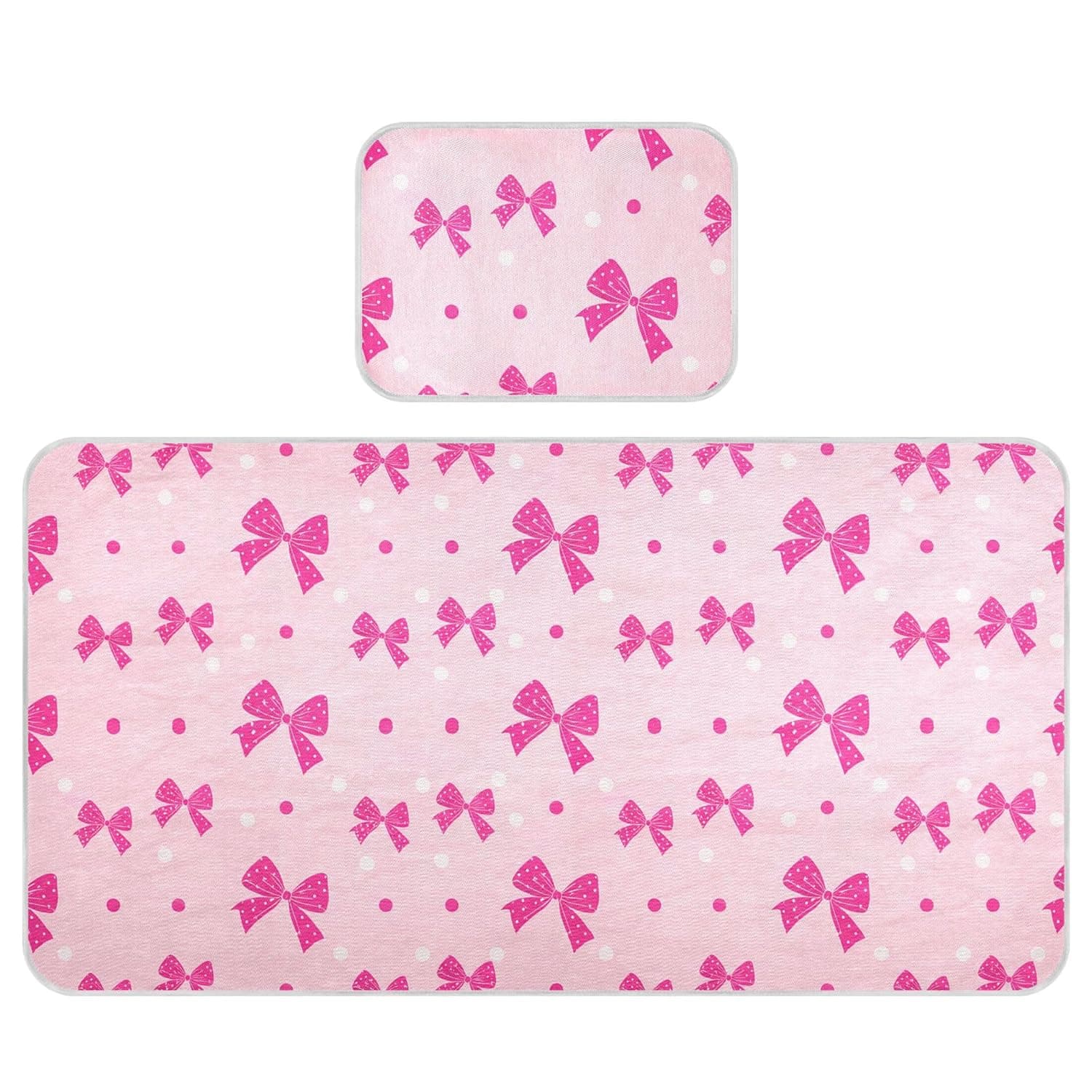 Pink Bow Dot Baby Cooling Mattress Pad, Soft & Breathable Cooling Mat Keep Baby Cool in Summer 28x52 in, Nursery Essential