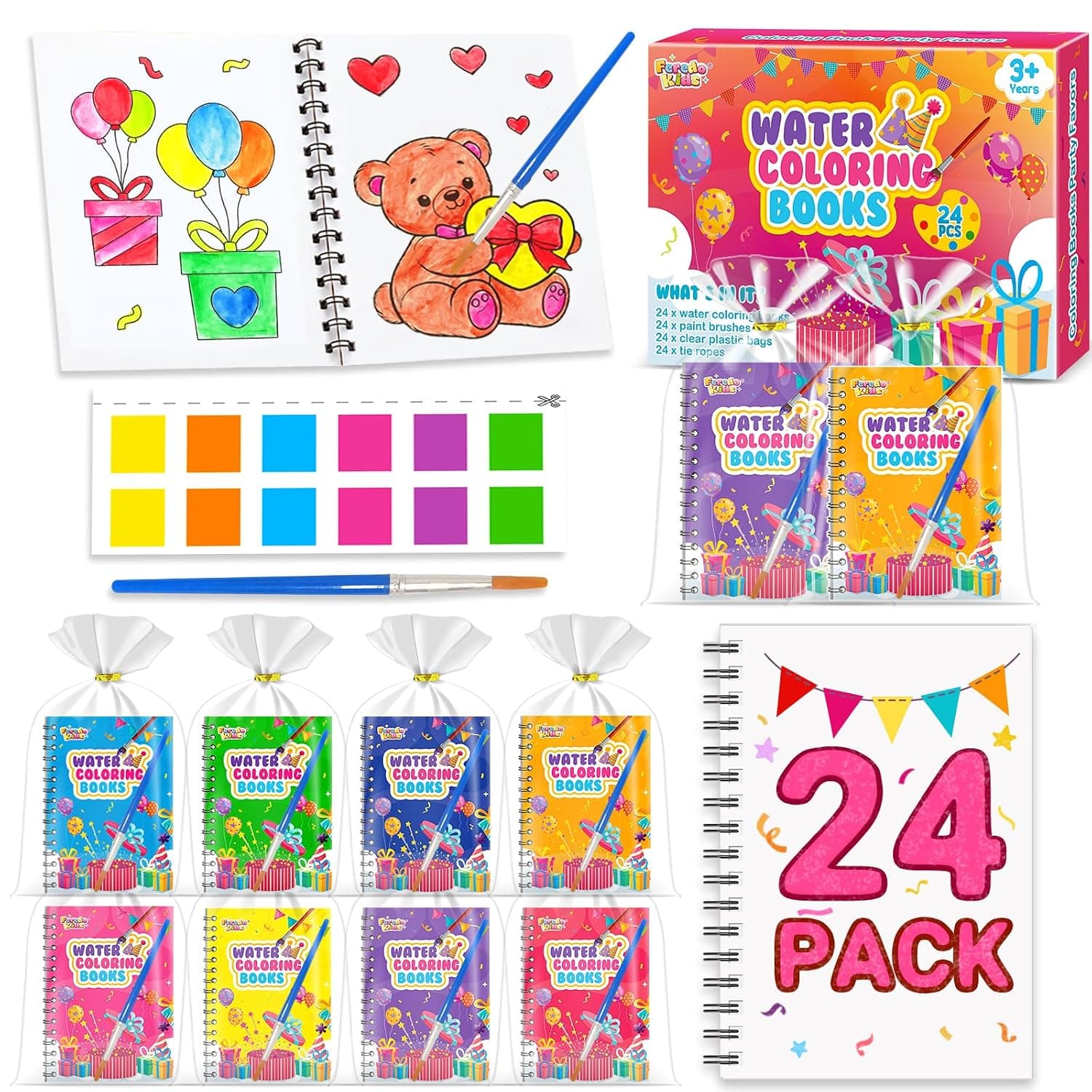 24 Pack Mini Water Coloring Pad Painting Kits, Kids Party Favors Bulk, Goodie Bag Fillers For Girls Boys, Classroom Student Rewards, Birthday Return Gift Art Craft Supplies(Classic) | Bulk Mini Coloring Books for Kids, No Mess, Screen Free activities, Birthday Goodie Bags Stuffers for Toddlers Classroom Gift