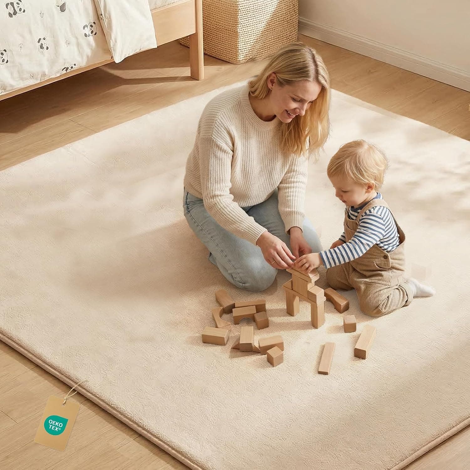 Children's Bedroom Rug 200x150x3cm, Soft Crawling Play Mat for Newborns, Baby Boy Girl Room Rugs, Modern Thick Mat with Non-Slip Bottom, Living Room, Newborn Gift