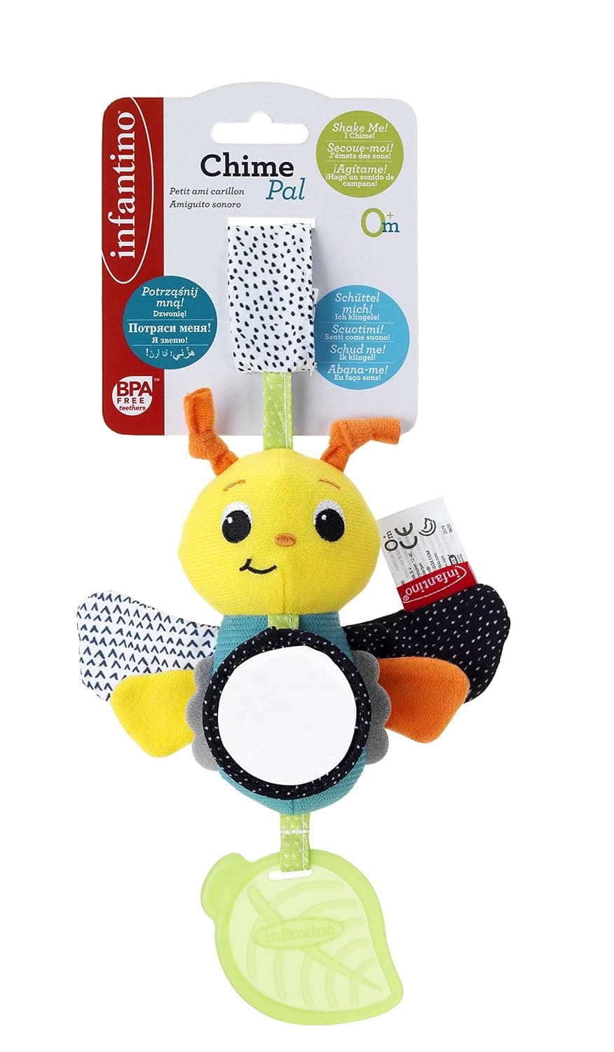 Infantino Chime Pal - Butterfly |Stroller & High Chair Toys|Baby Soft Plush Toys