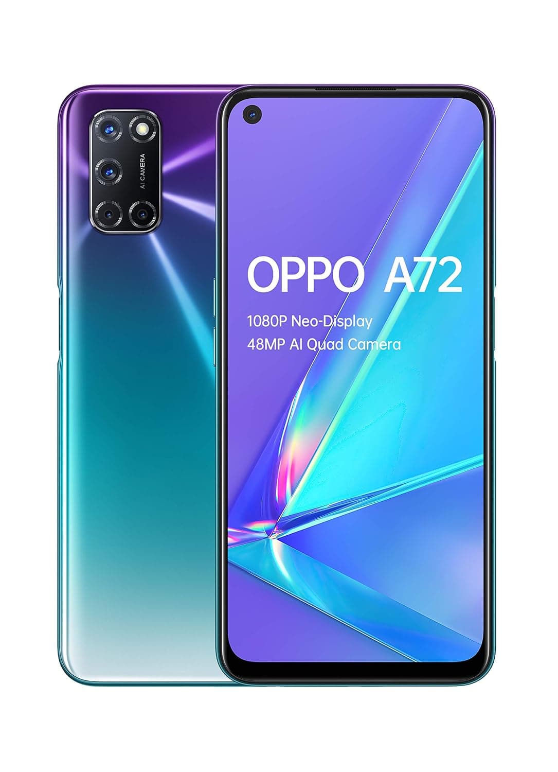 OPPO A72 Dual-SIM 128GB ROM + 4GB RAM (GSM Only | No CDMA) Factory Unlocked 4G/LTE Smart Phone (AURORA PURPLE) - International Version