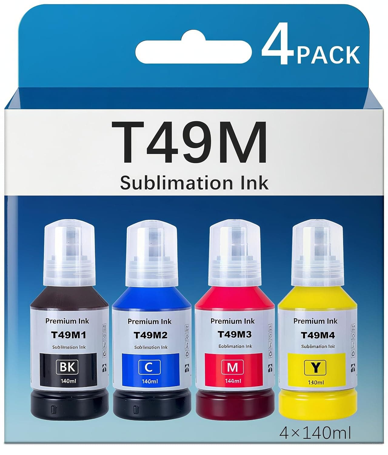 140mlx4 Sublimation Ink Bottles Compatible with Epsn T49M Ink Bottles for epso SureColor F170 F570 Sublimation Printer/ICC-Free/Vivid Color & Anti-Fade Guaranteed | Fast-Drying (B/C/M/Y)