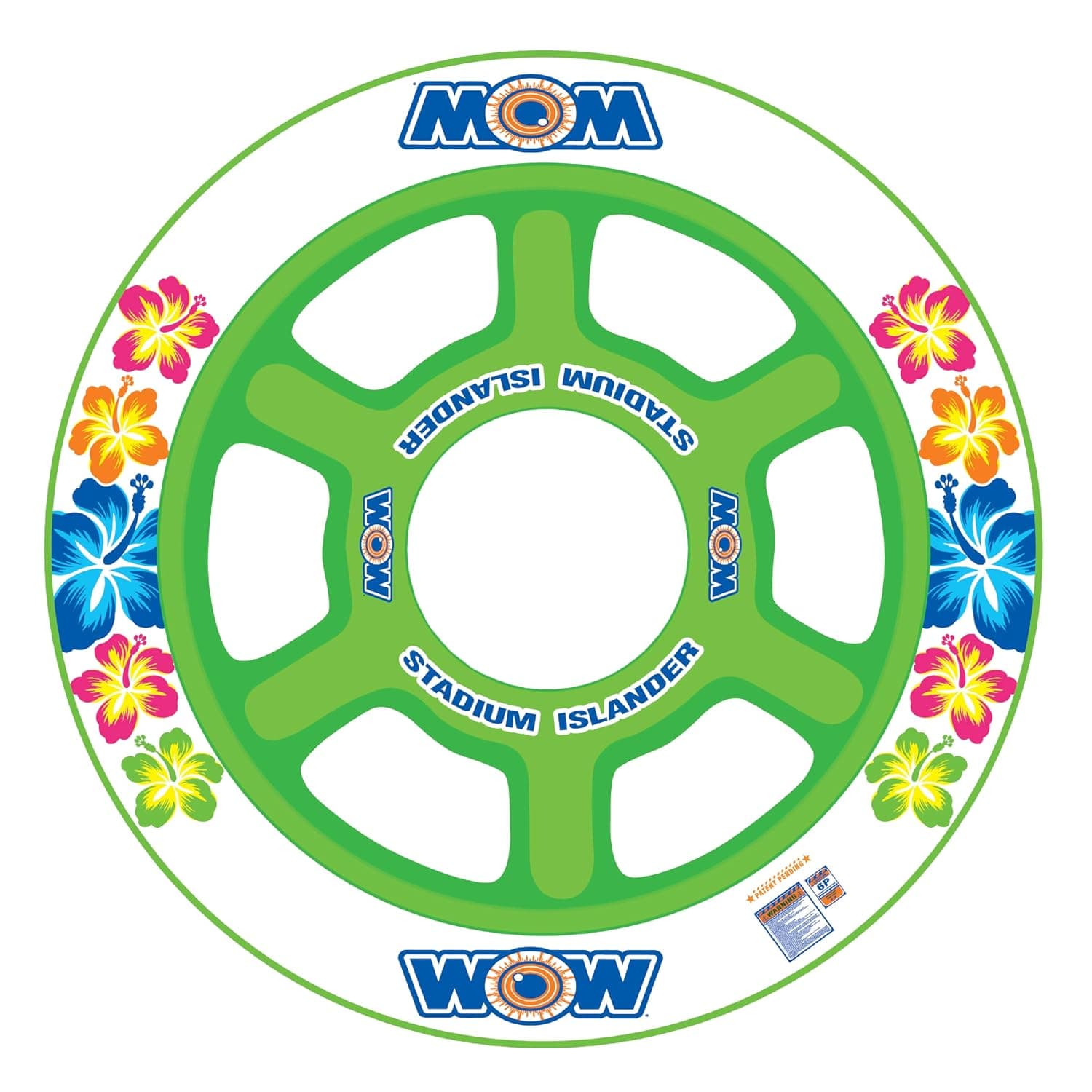 WOW World of Watersports Stadium Islander, HUGE Heavy Duty Floating Island with Mesh Seating and Backrest