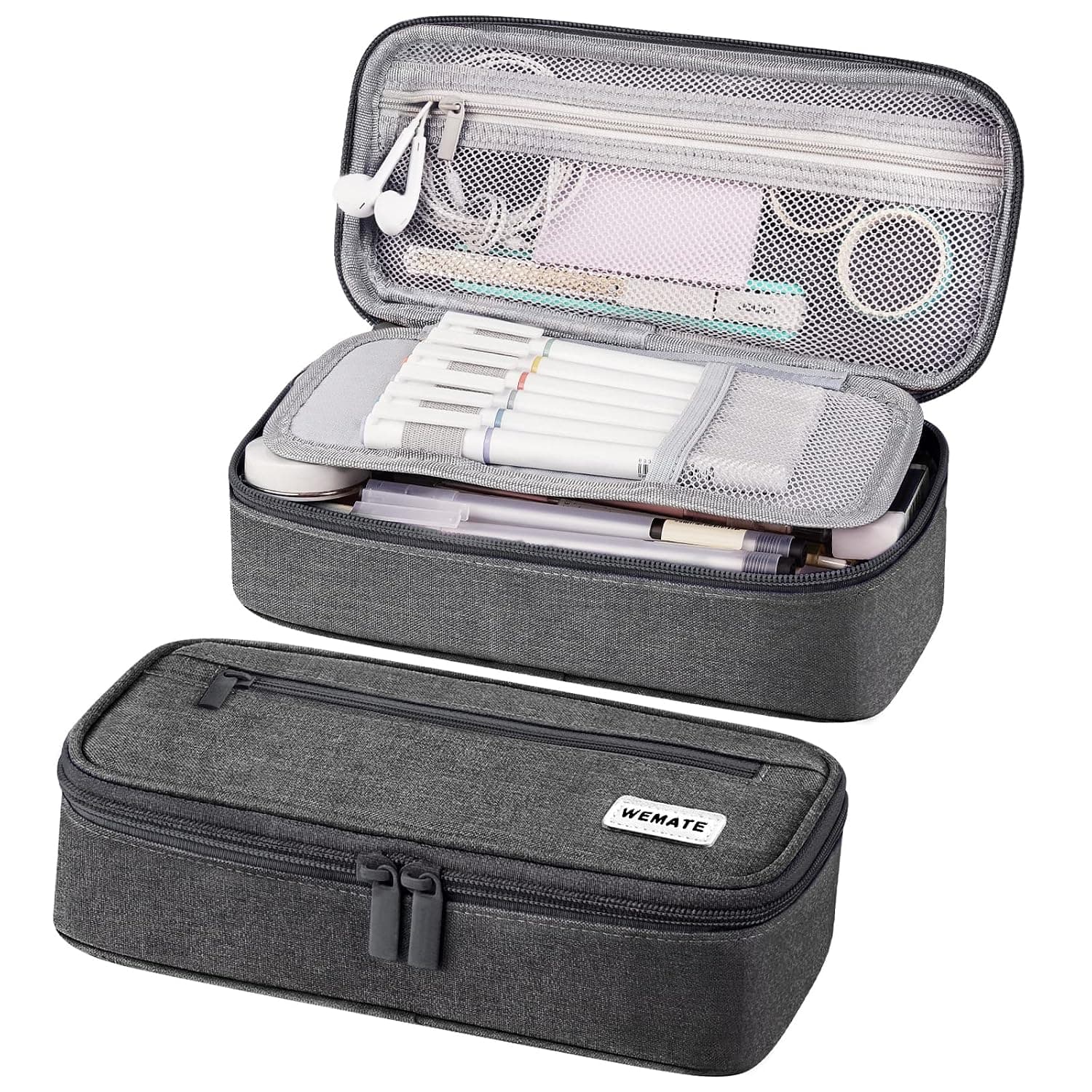 WEMATE Pencil Case Pencil Case, gray, 9.0 x 4.3 x 2.4 inches, Pencil case
