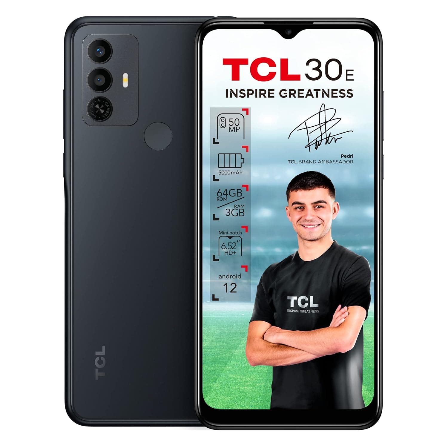 TCL 30E DUAL-SIM 64GB ROM + 3GB RAM (GSM Only | No CDMA) Factory Unlocked 4G/LTE Smartphone (Space Gray) - International Version