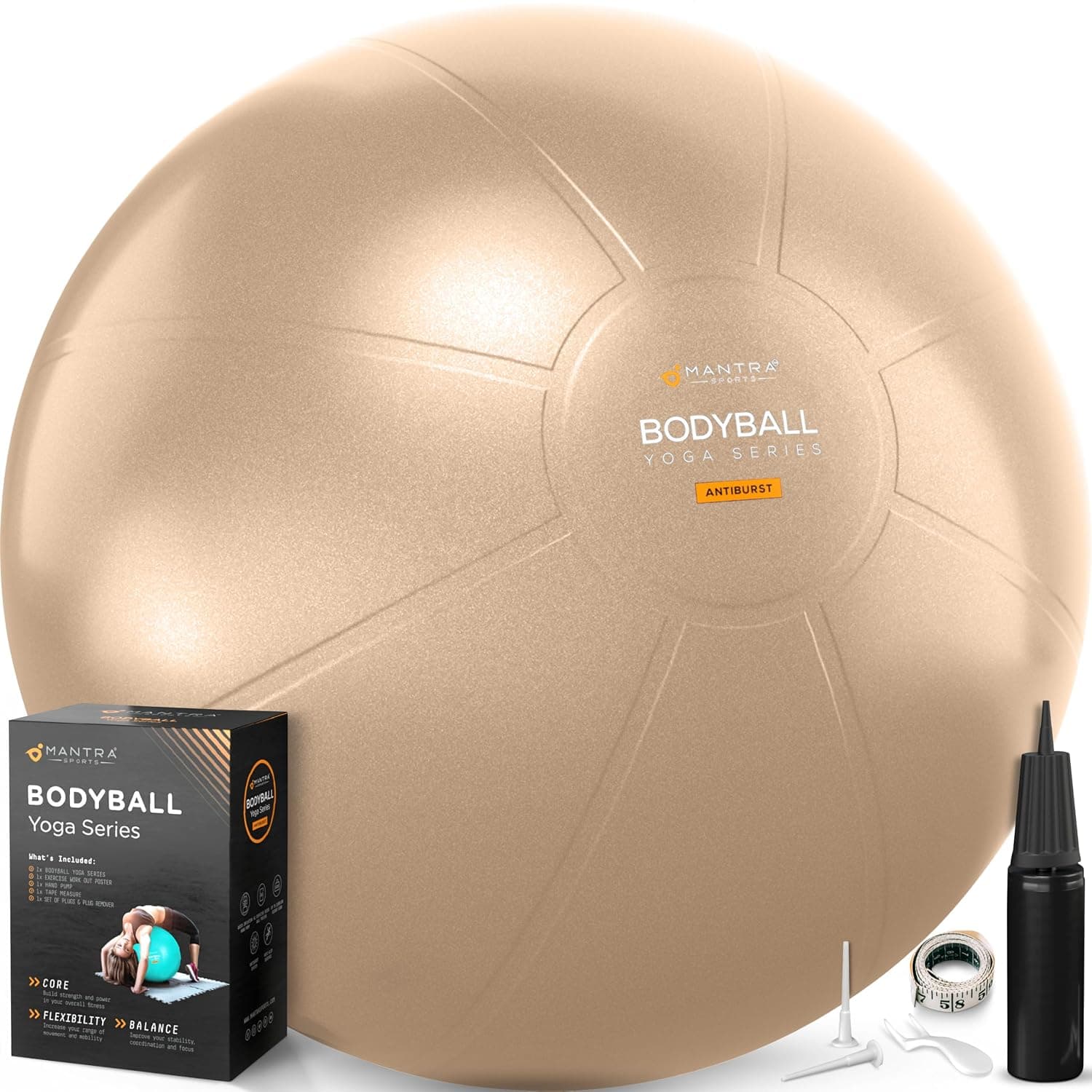 Exercise Ball – Yoga Ball for Pilates & Fitness - Birthing for Pregnancy, Stability, Core, Balance, Therapy for Physical Rehab, Workout for Home Gym & Office Chair, Fast Pump Included