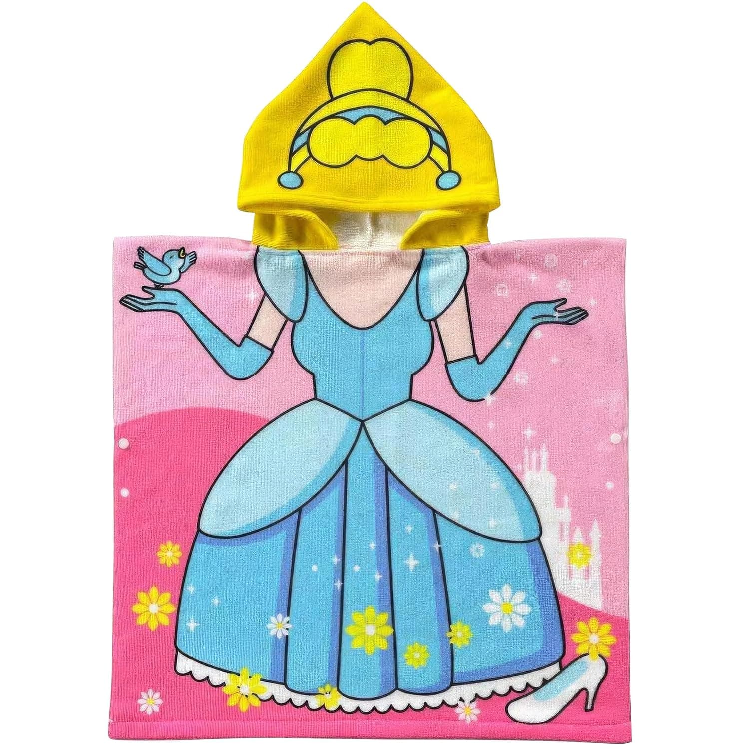 Princess Hooded Towel for Toddler Girls, Super Soft & Absorbent Cotton Poncho Beach and Bath Towel, Suitable for Beach, Pool, and Swim, for Ages 2-10 Years Under 150cm (59" L x 29.5" W)