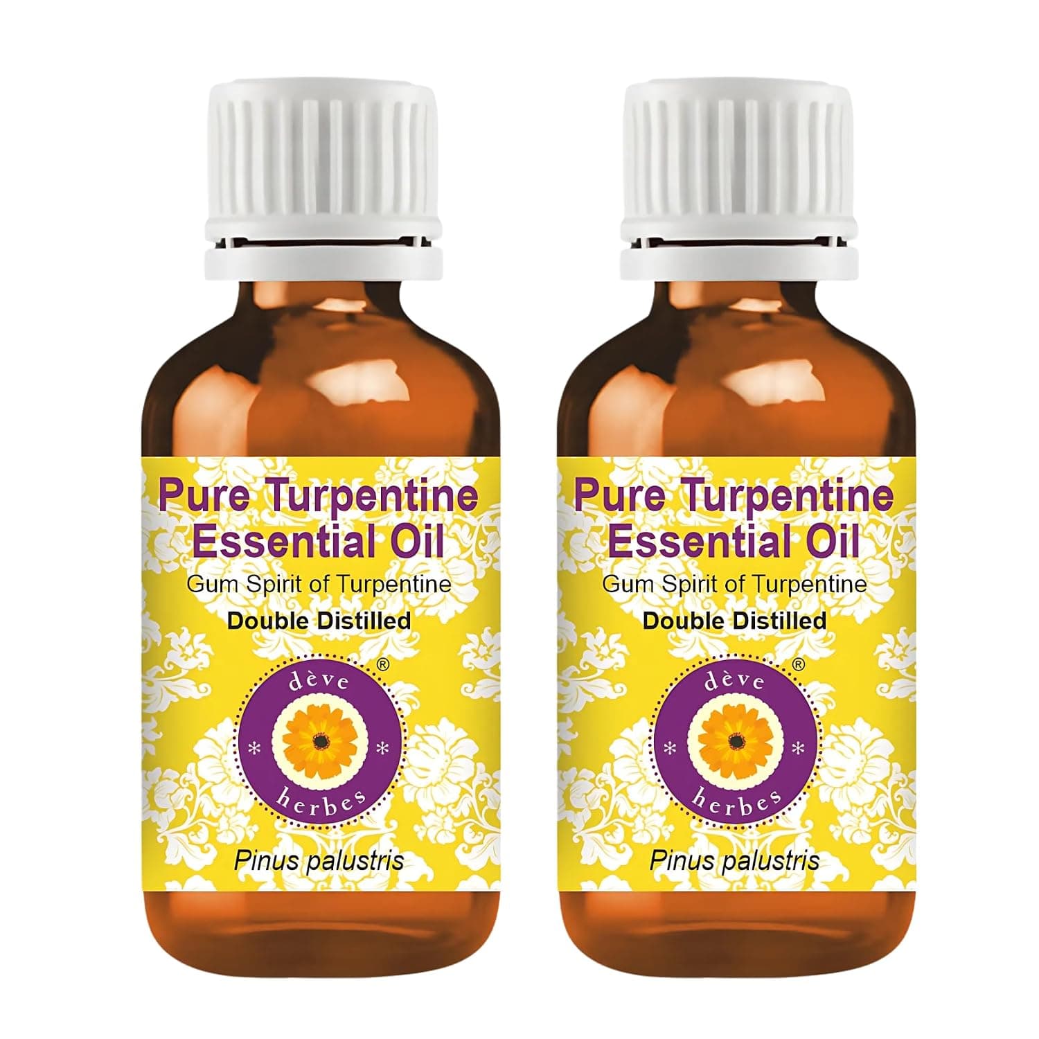 Deve Herbes Pure Turpentine Essential Oil (Pinus Palustris) 100% Natural Therapeutic Grade Steam Distilled Triple Distilled -Gum Spirit Of Turpentine, 100 ml (Pack of 2)