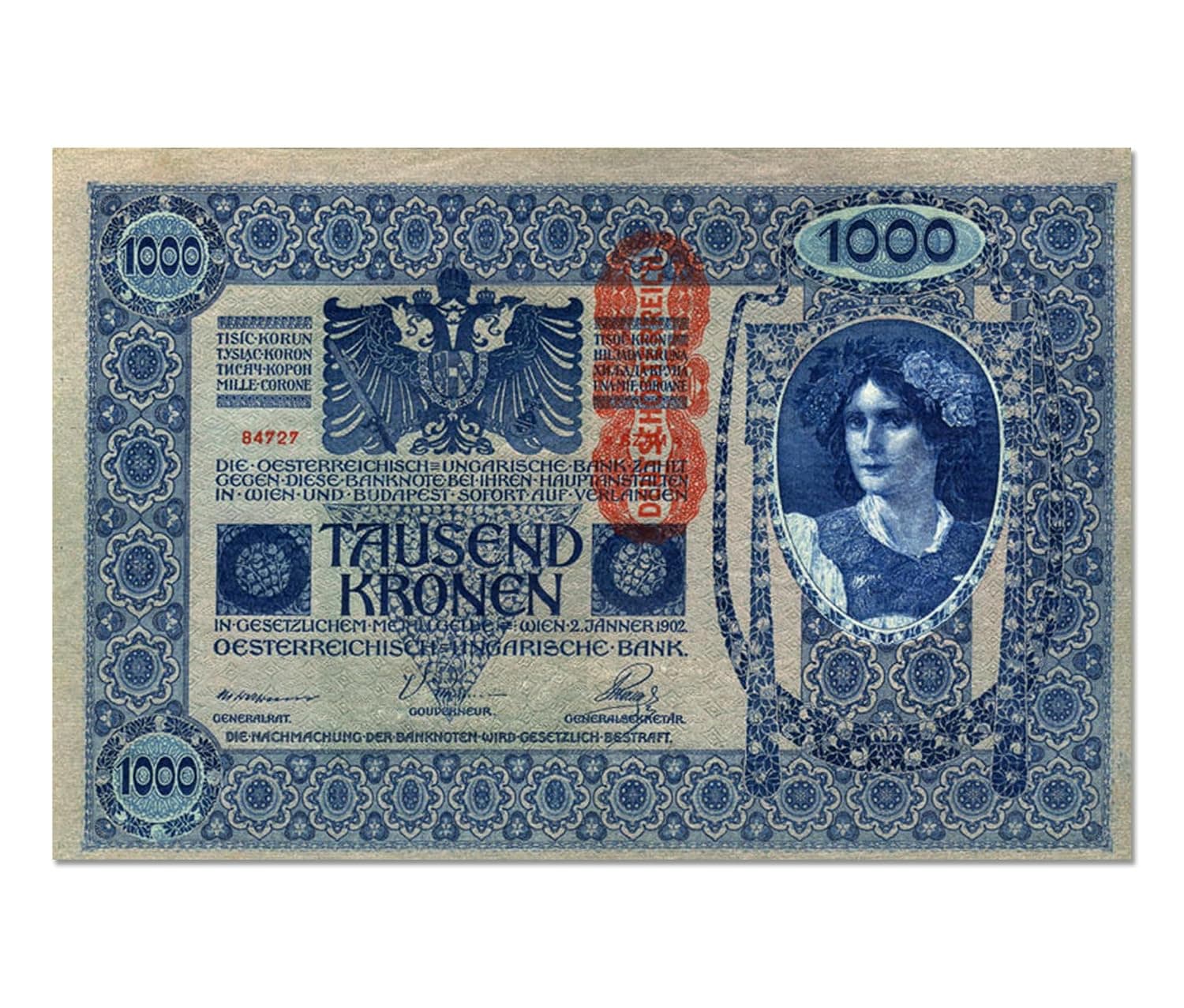 IMPACTO COLECCIONABLES World Paper Money: 9 Languages Banknote Issued by The Austro-Hungarian Empire 1902 - Collection with Old Banknotes and Complete Your Album Certificate of Authenticity