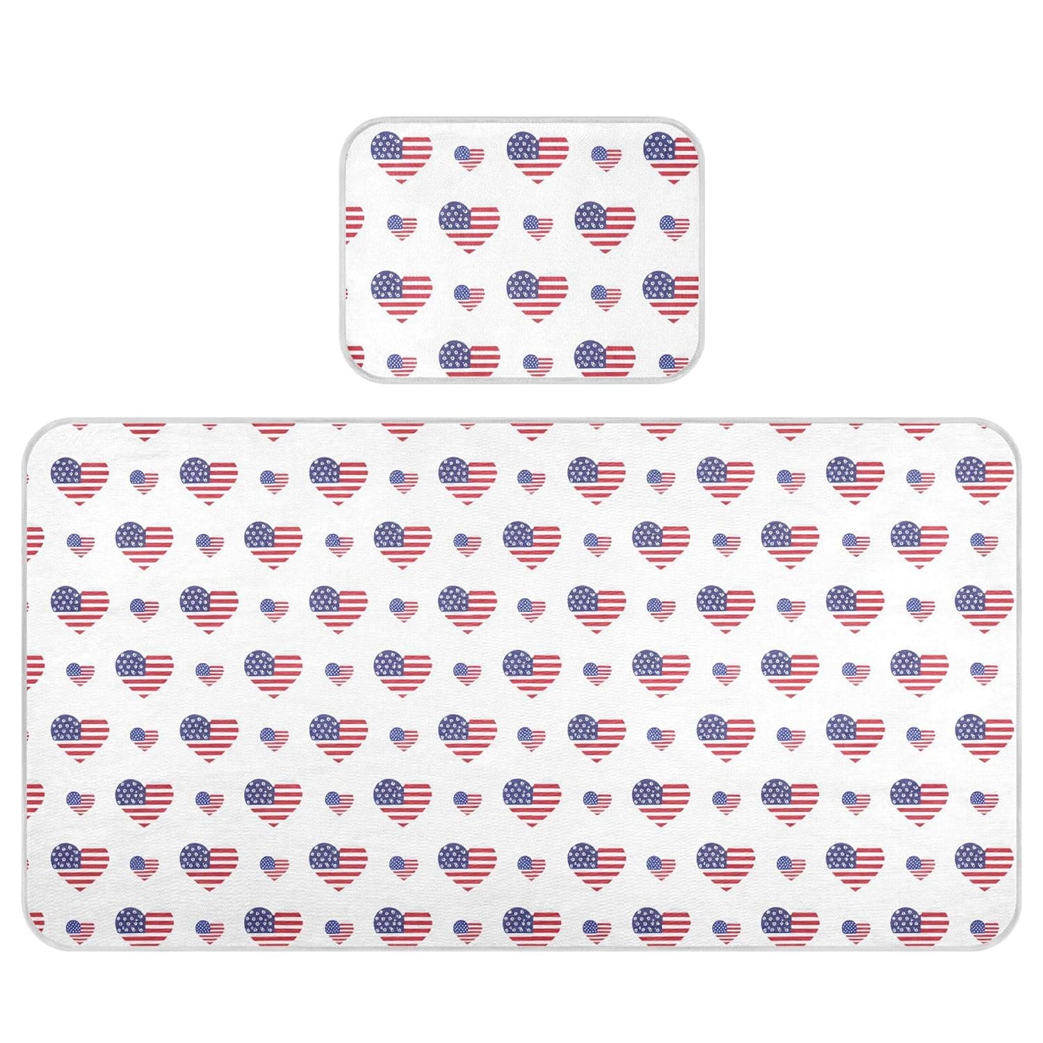 American Flag Hearts Baby Cooling Mattress Pad, Soft & Breathable Cooling Mat Keep Baby Cool in Summer 28x52 in, Nursery Essential