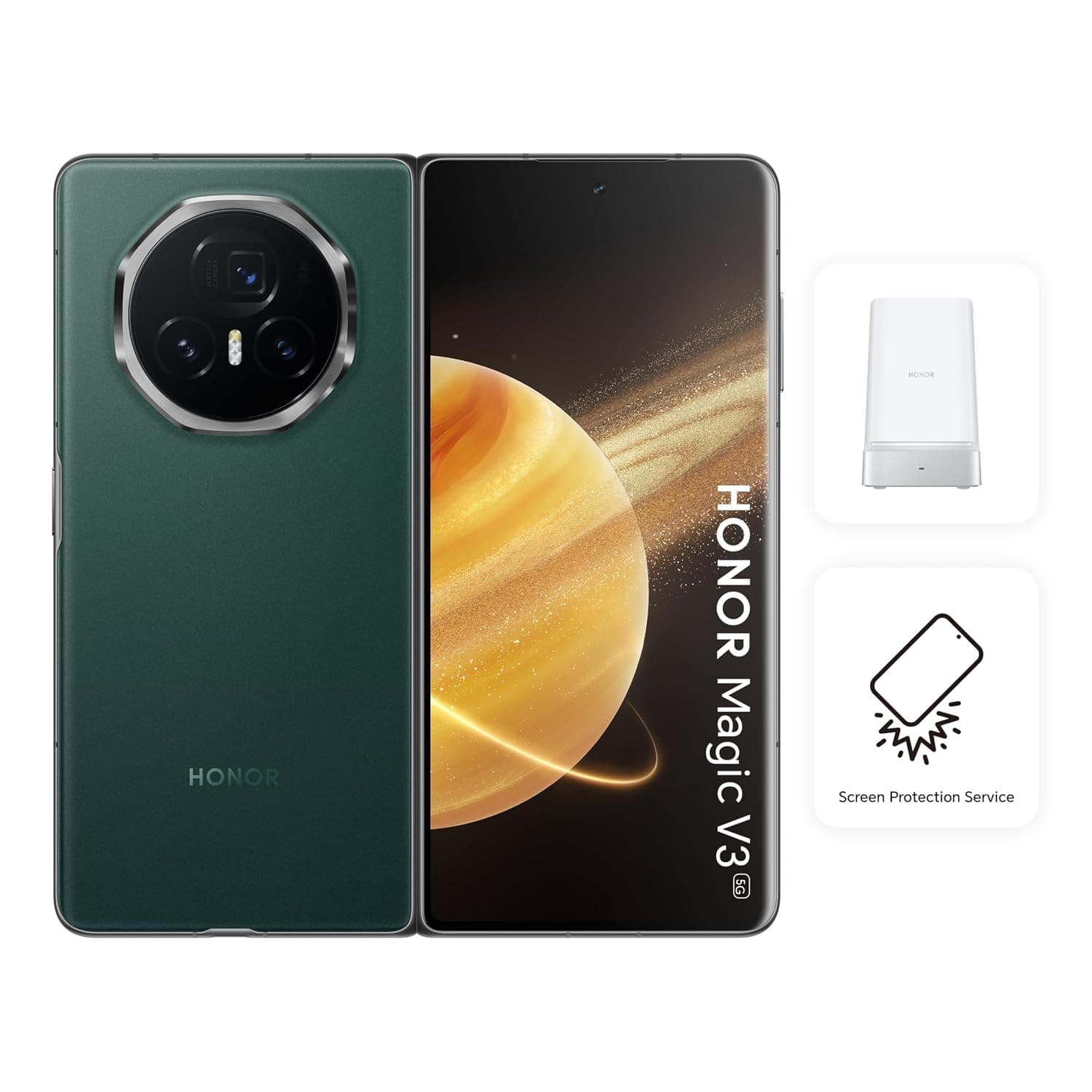HONOR Magic V3 5G Smartphone,9.2mm AI Foldable OLED Screen,12+512GB With Free Gifts,Sim Free,5150mAh All-day Battery,IPX8 Rating for Water Resistance,Snapdragon 8 Gen 2,Dual SIM, Android 14,Green
