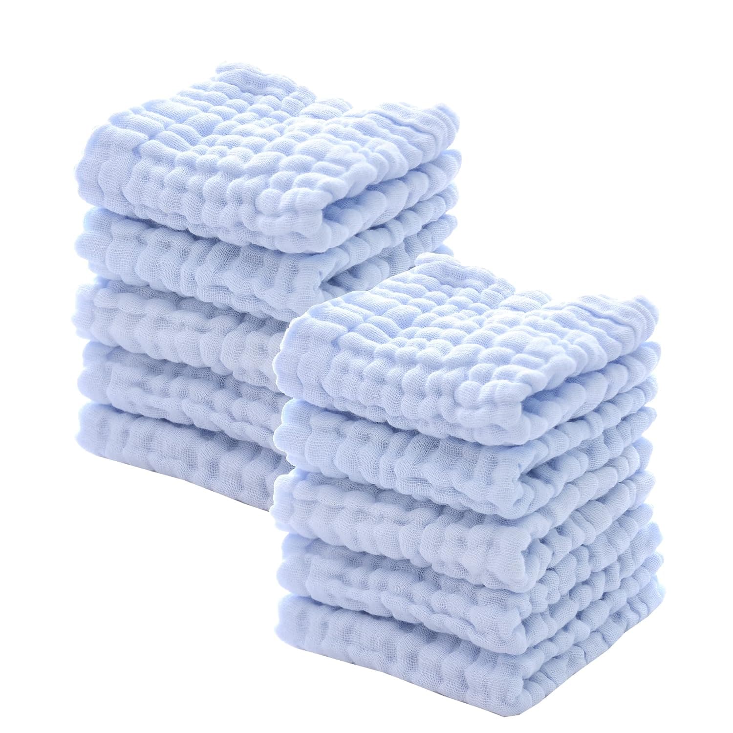 MUKIN Baby Washcloths - Natural Cotton Baby Wipes - Soft Newborn Baby Face Towel for Sensitive Skin- Baby Registry as Shower, 10 Pack 12x12 inches