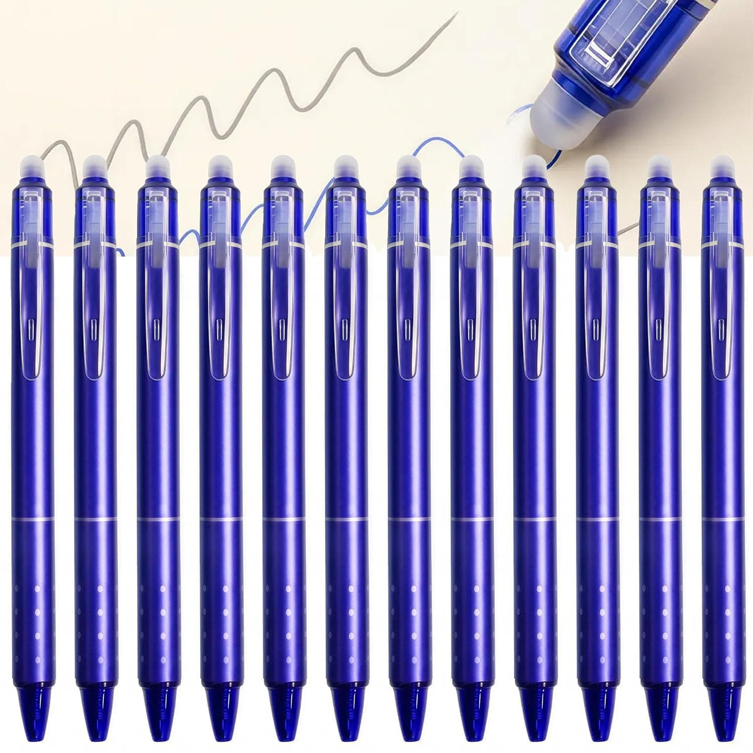ToolHouse Erasable Gel Pens 12 Pack – Retractable 0.5mm Fine Point Erasable Pens with Eraser, Smooth Writing Clicker Pens for School Office Home Supplies, For Students Teachers Writing Note Taking