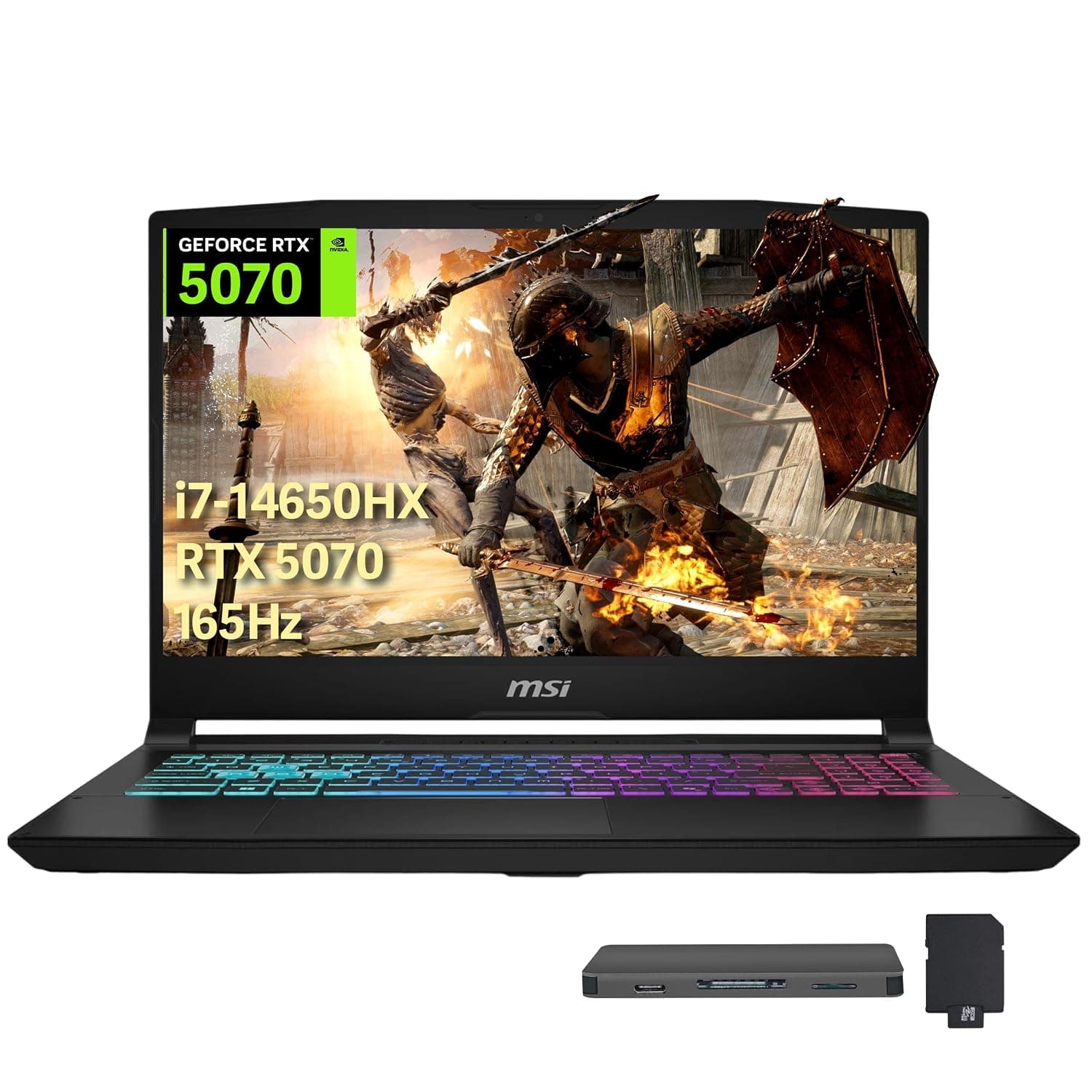 msi Katana 15.6" QHD 165Hz Gaming Laptop, Intel i7-14650HX, NVIDIA GeForce RTX 5070 8GB GDDR7, 32GB DDR5, 1TB SSD, RGB Backlit Keyboard, Wi-Fi 6E, Windows 11 Pro, Black, 1TB Docking Station Set