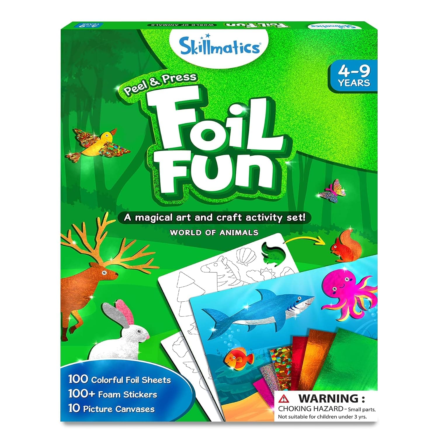 Skillmatics Foil Fun – Animals, No Mess Art & Craft Kit for Kids | Travel Toys, Craft Kits, DIY Creative Activity, Gift for Boys & Girls Ages 4, 5, 6, 7, 8, 9