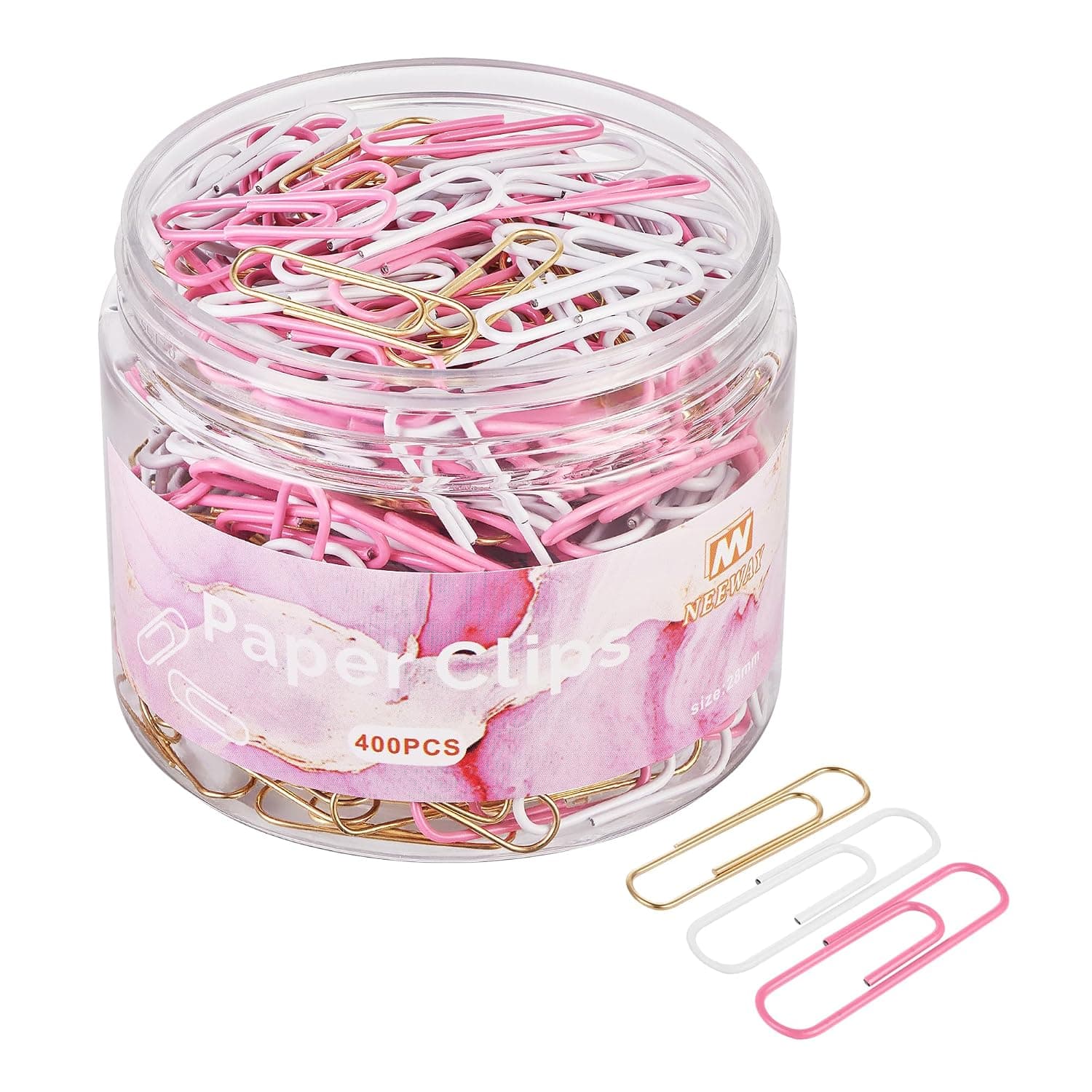 NEEWAY 400pcs Small Paper Clips, 1.1 Inch Paper Clip, Ceative Colored Paperclips for Paperwork Office School and Personal Use (Pink)