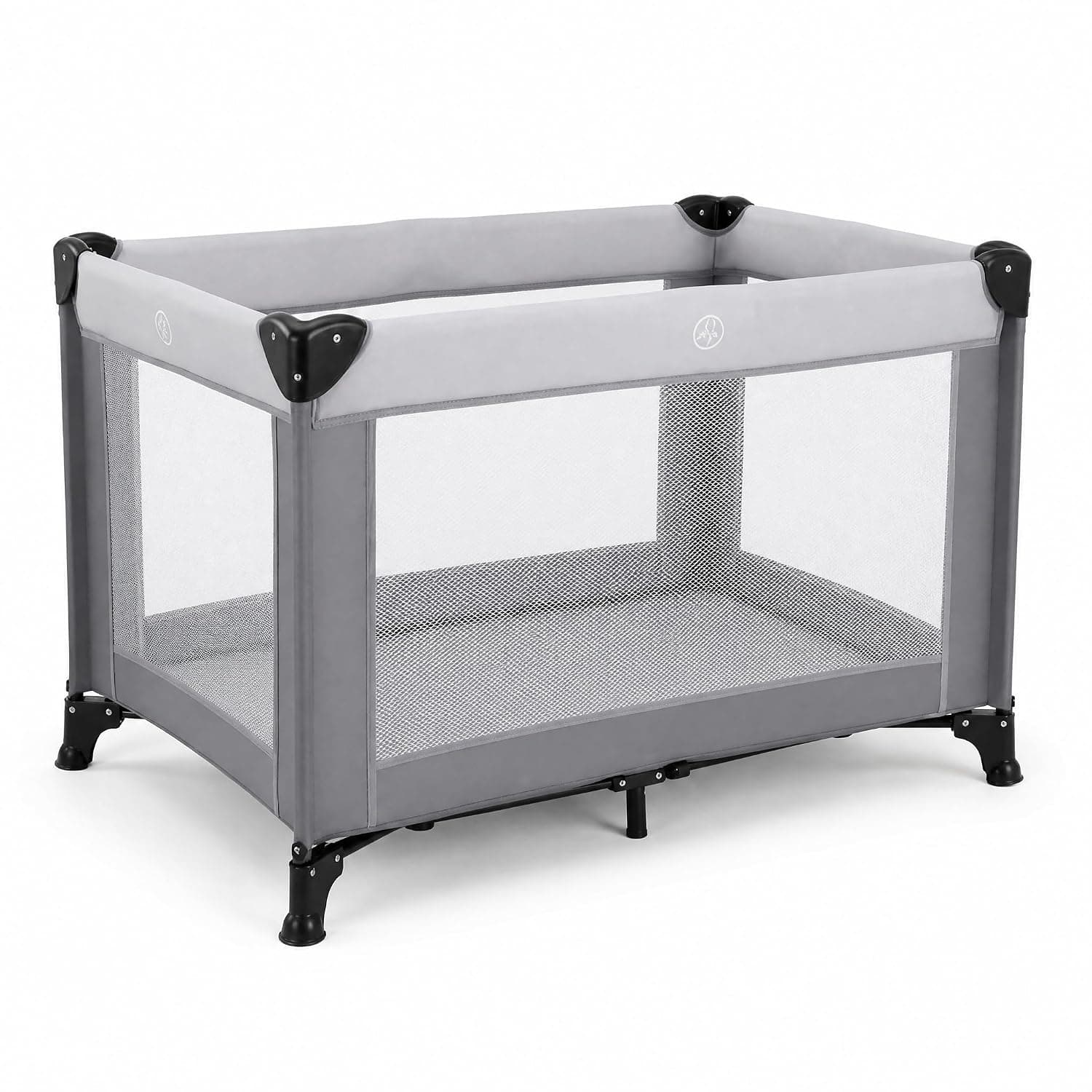 Gogoya Portable Baby Playard, Foldable Travel Crib & Playpen with Breathable Mesh, Lightweight Infant Play Yard with Sturdy Base & Carry Bag for Home, Travel & Outdoor Use (Grey)