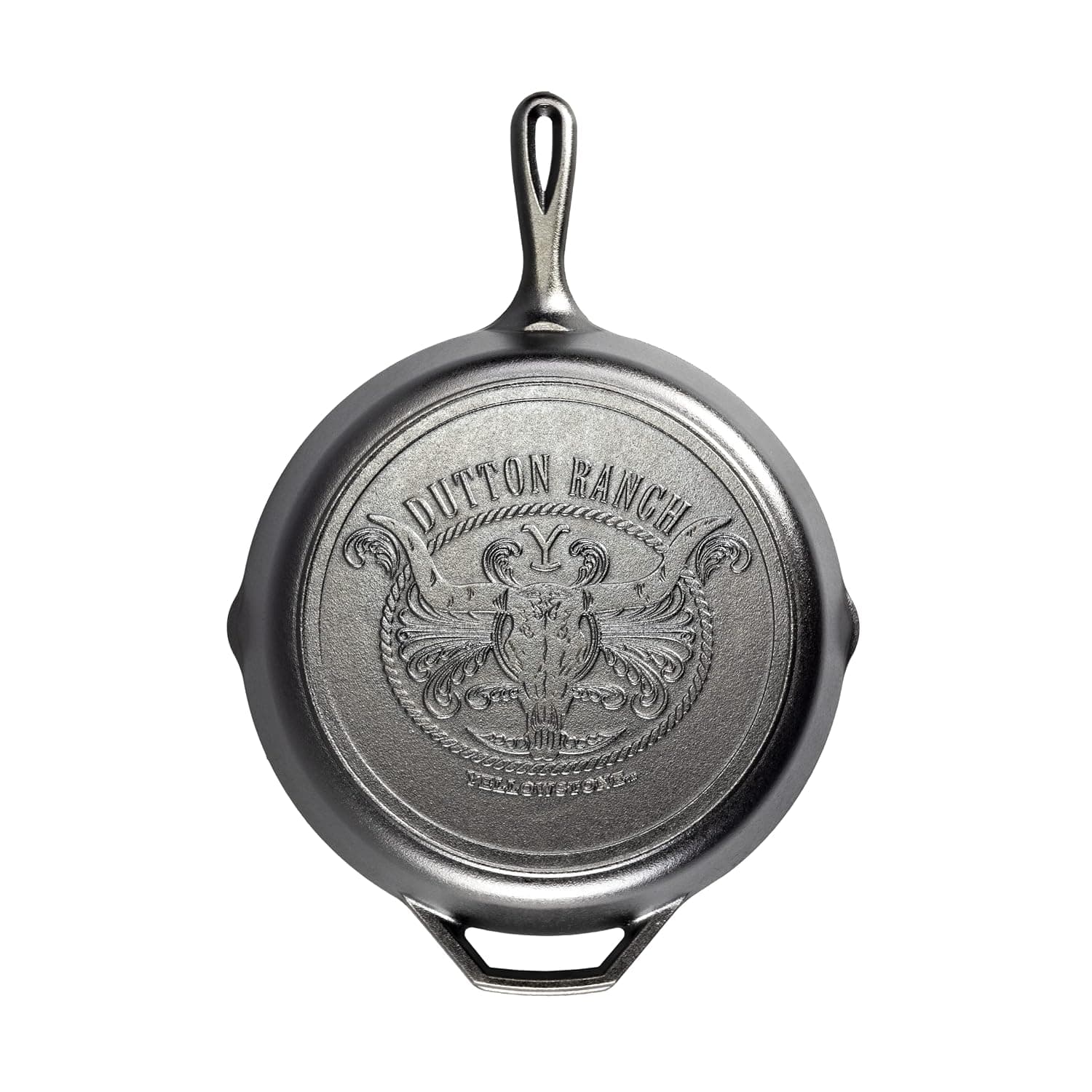 Lodge Yellowstone Skillet 12" | Yellowstone Edition, Signature Handle, Cast Iron for Oven, Stove, Grill or Campfire, Made in the USA