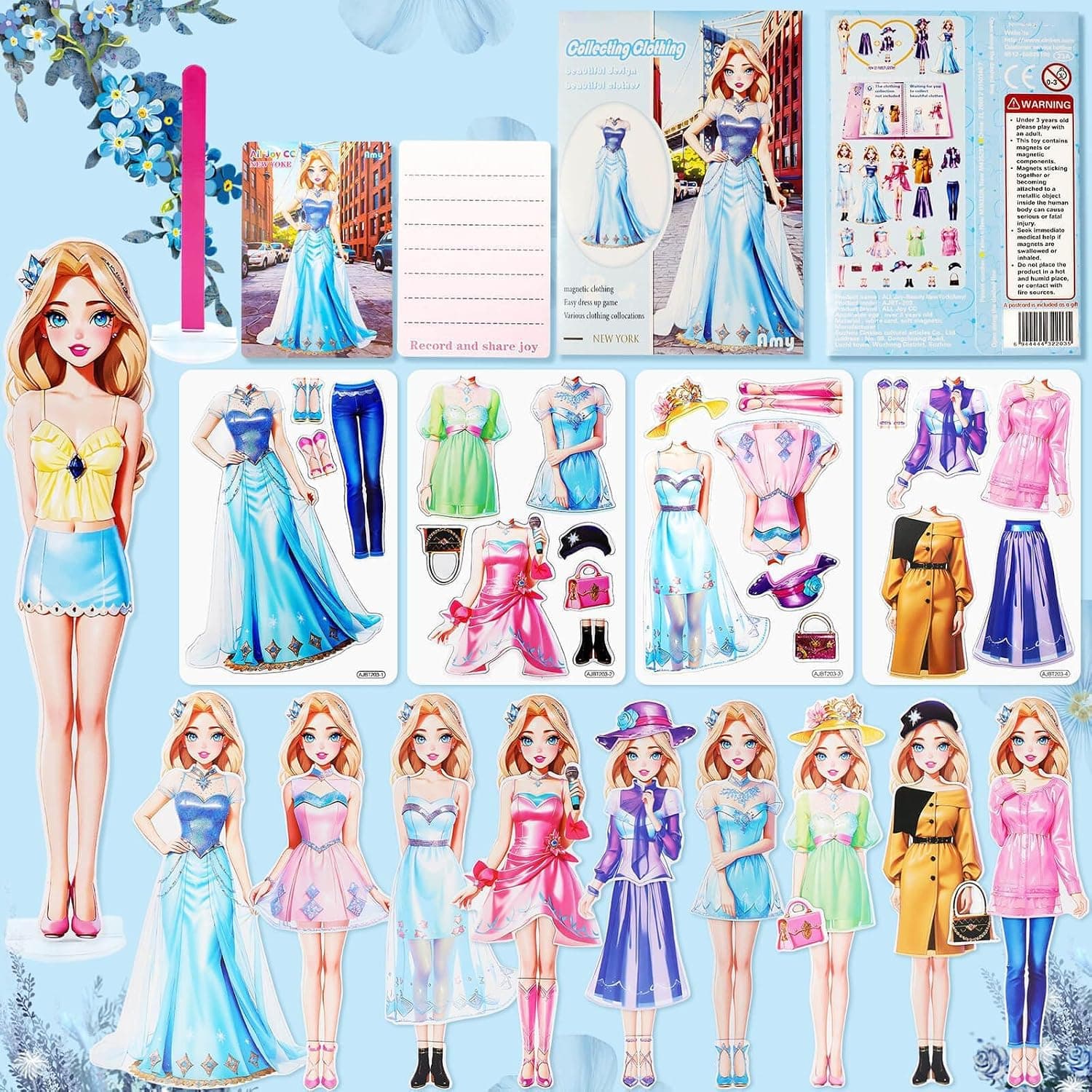 Magnetic Dress Up Dolls, Magnetic Princess Dress Up Paper Dolls Magnet Dress Up Games, Magnetic Dress Up Dolls for Girls Ages 4-7 Learning Created Imagine Set Birthday Gift (Amy)