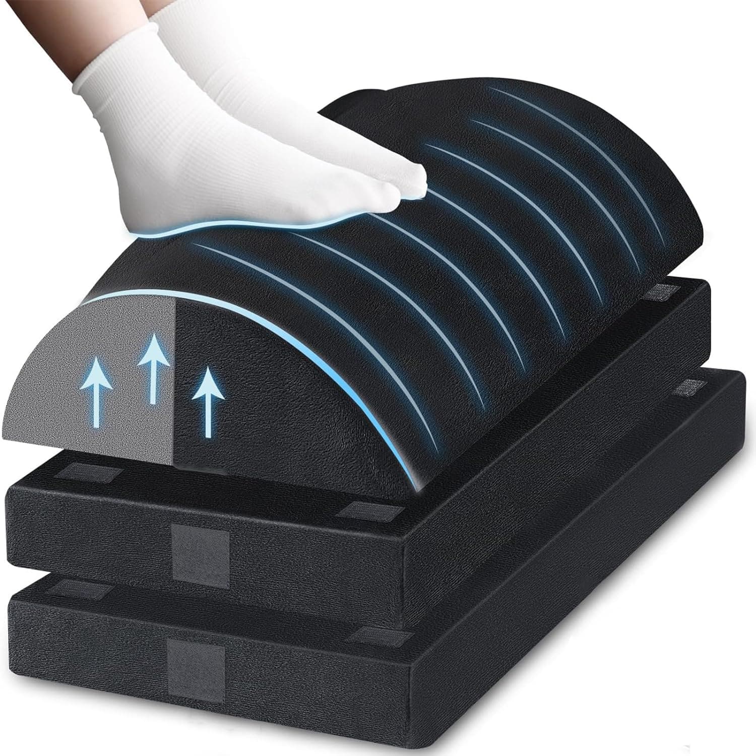 Mylindde Foot Rest for Under Desk, Comfortable Foot Stool with Supportive Gel Foam for Office Gaming Chair, for Leg Support (Black, 3 Layers)
