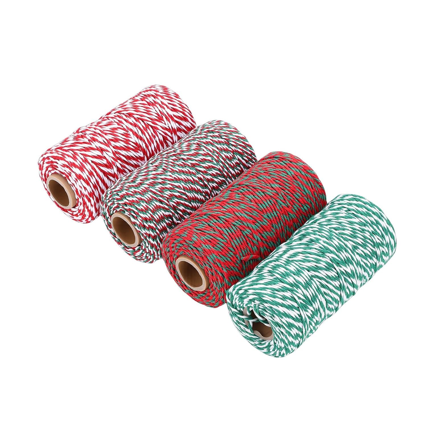 4 Rolls Cotton Colored Bakers Twines, Soft 2mm Twine for Crafts and Gift Wrapping, Ideal for Cooking and Holiday Decorations