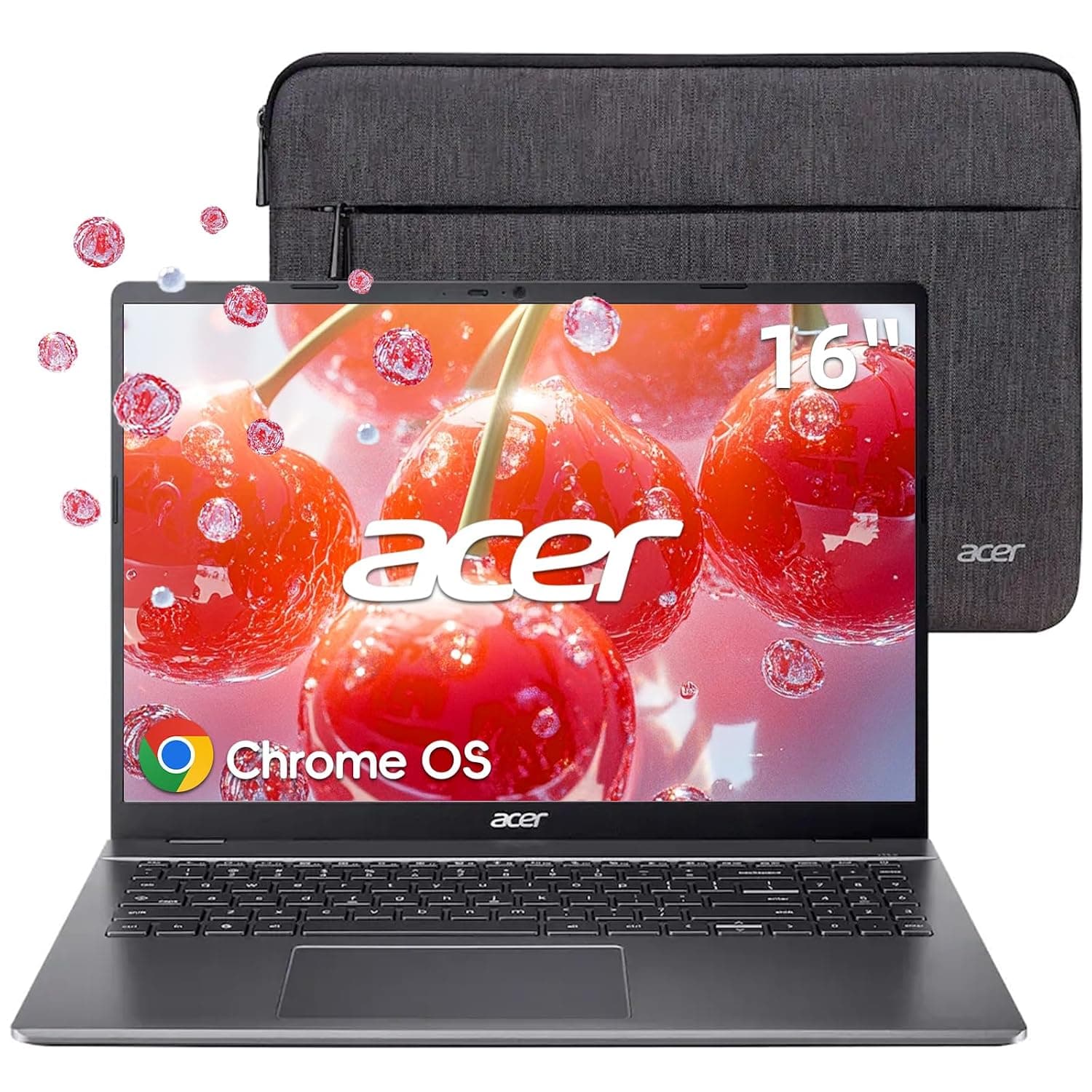 acer Chromebook Plus 516-16" WUXGA Student Laptop, Intel i3-1315U, 8GB LPDDR5-128GB UFS, HDMI, USB-C, USB-A, Bluetooth, Wi-Fi, DTS Audio, Long Battery, Chrome OS, Gray