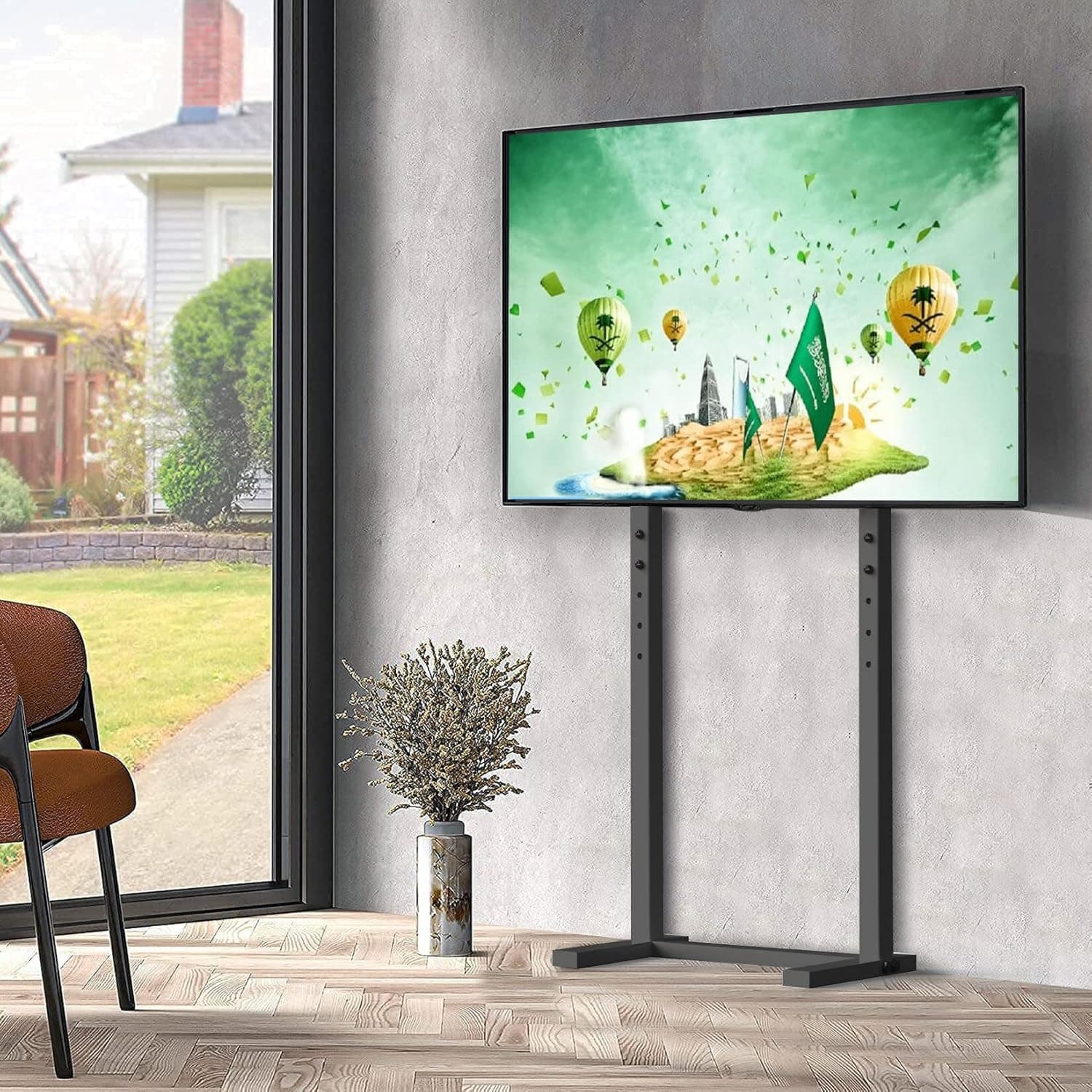 Wisfor TV Floor Mount Stand: 32-65 Inch TV Screen Base for Led Oled Flat Curved Monitors Corner Television Holder Adjustable TV Bracket Shelf Holds up to 40KG Max VESA 600x400mm