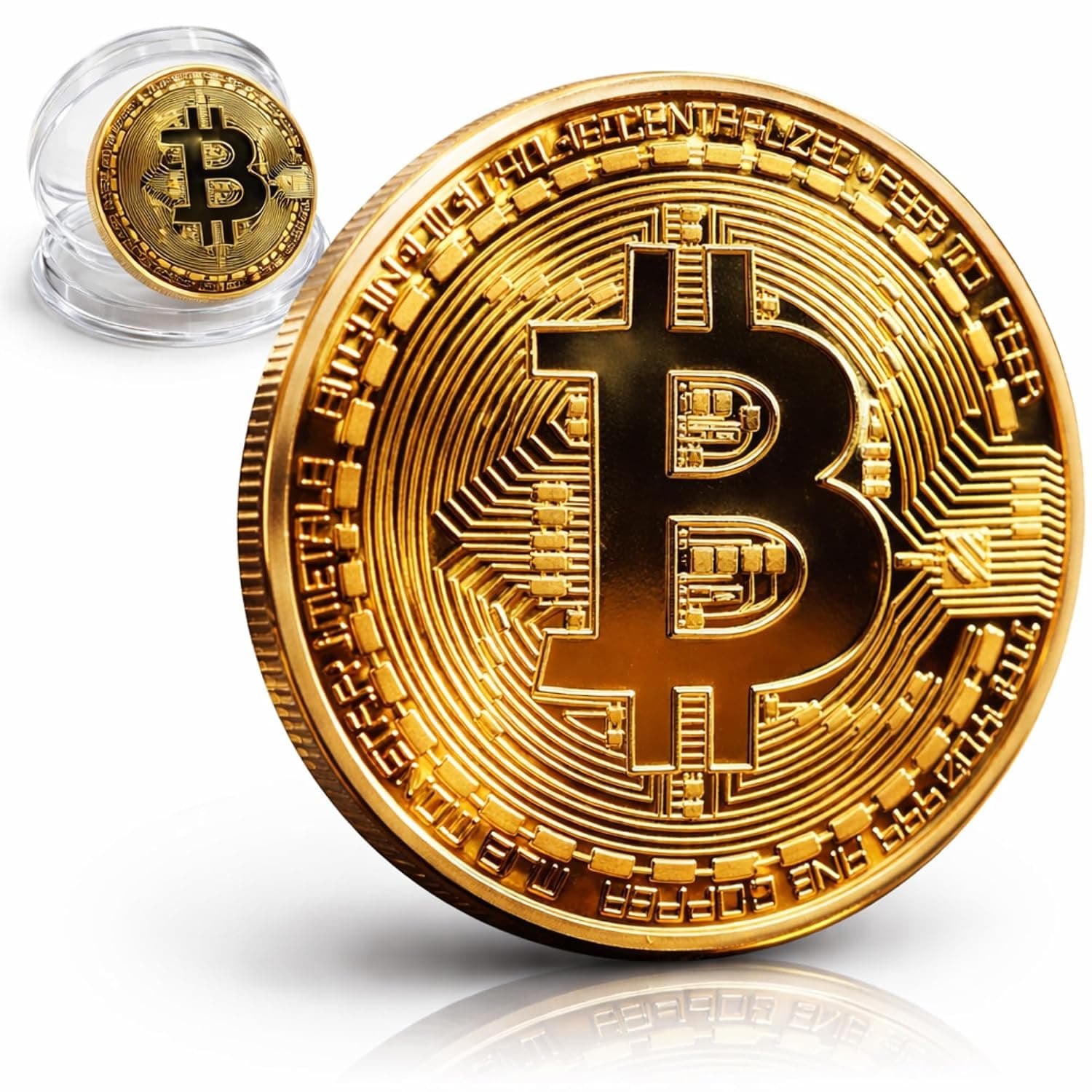 Collector's Edition Bitcoin Coin - Commemorative Cryptocurrency Collectible in Protective Acrylic Display Case - Perfect for Crypto Enthusiasts, Coin Collectors, and Gifts