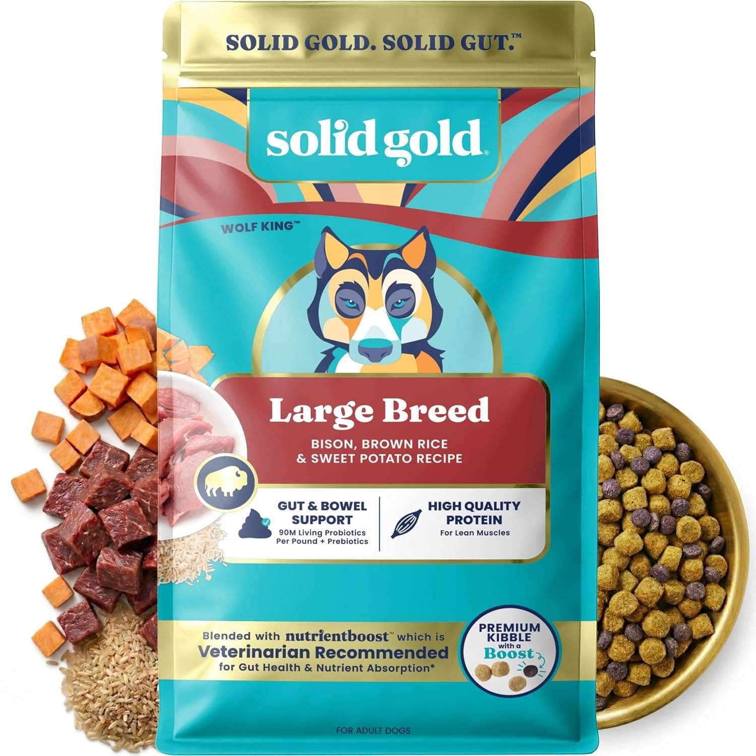 Solid Gold Dog Dry Dog Food Wolf King Bison Adult Large Breed - 9.98 Kg
