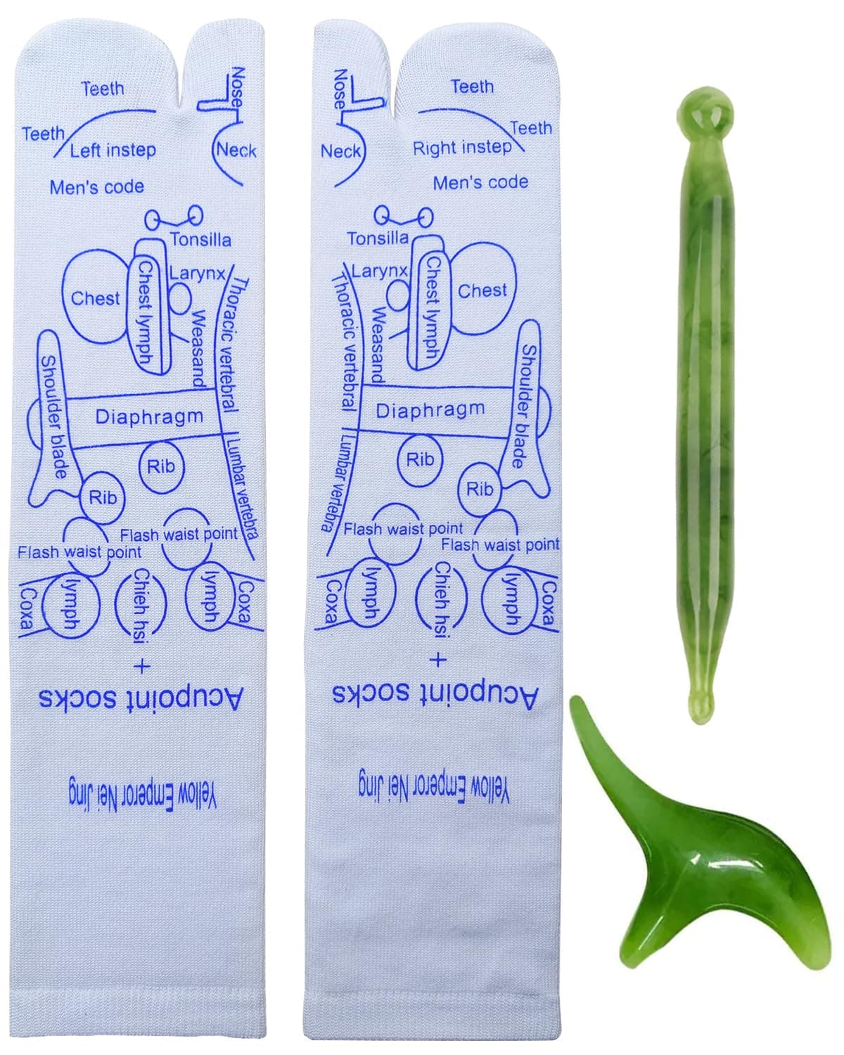 1 Pair Reflexology Socks with Massage Pen & Triangle Massage Tool Green Point-Accurate Stimulation for Foot Massage Relaxation